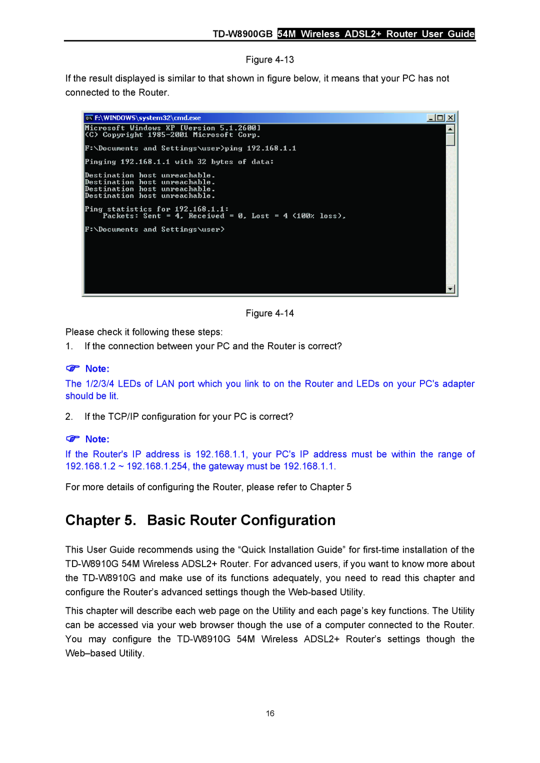 TP-Link TD-W8900GB manual Basic Router Configuration 