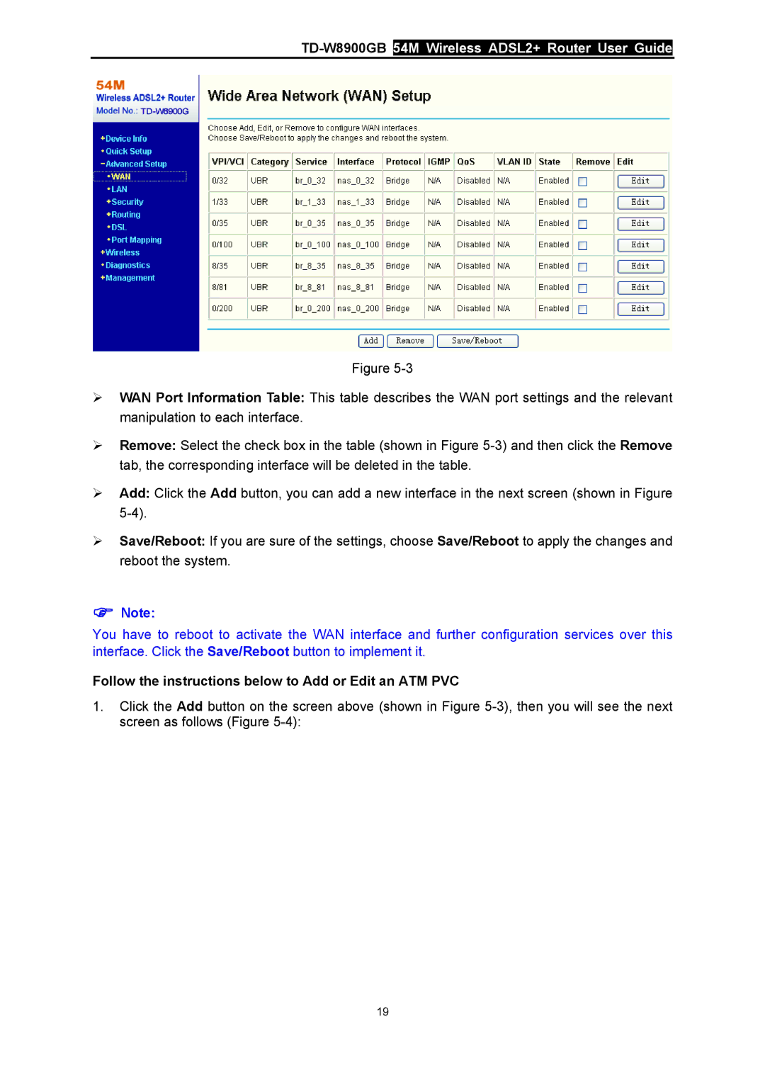 TP-Link TD-W8900GB manual Follow the instructions below to Add or Edit an ATM PVC 