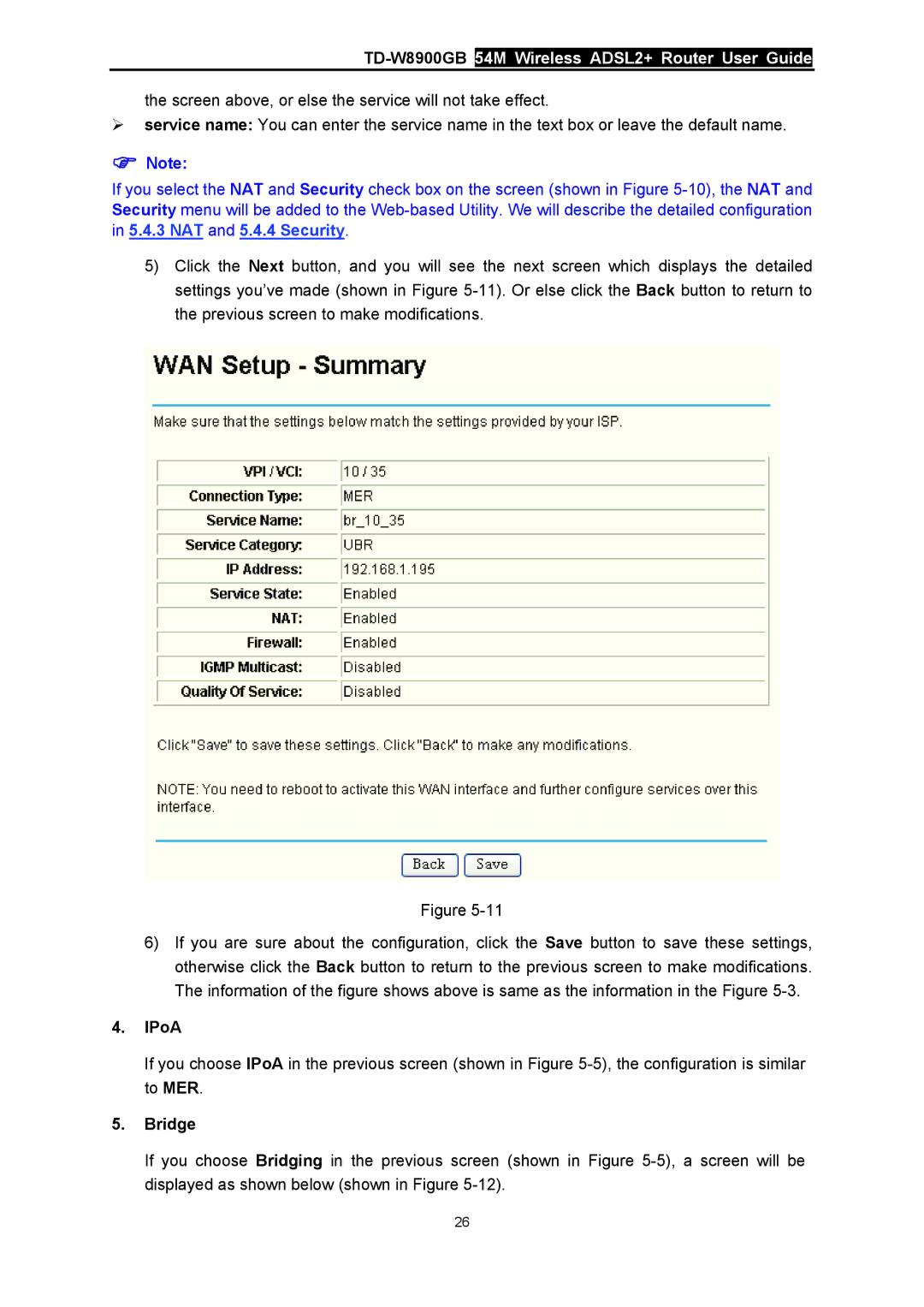 TP-Link TD-W8900GB manual IPoA, Bridge 