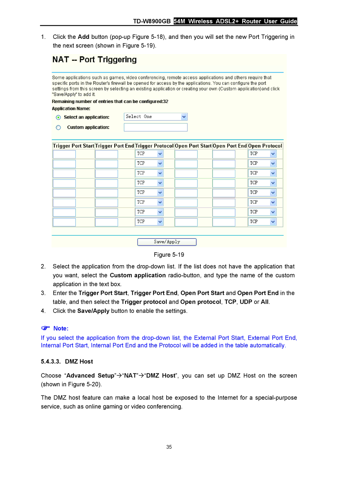 TP-Link TD-W8900GB manual DMZ Host 