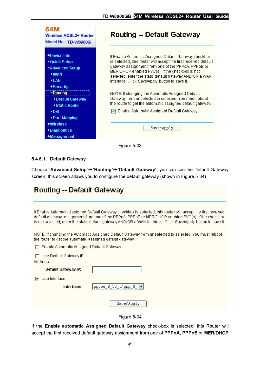 TP-Link TD-W8900GB manual Default Gateway 