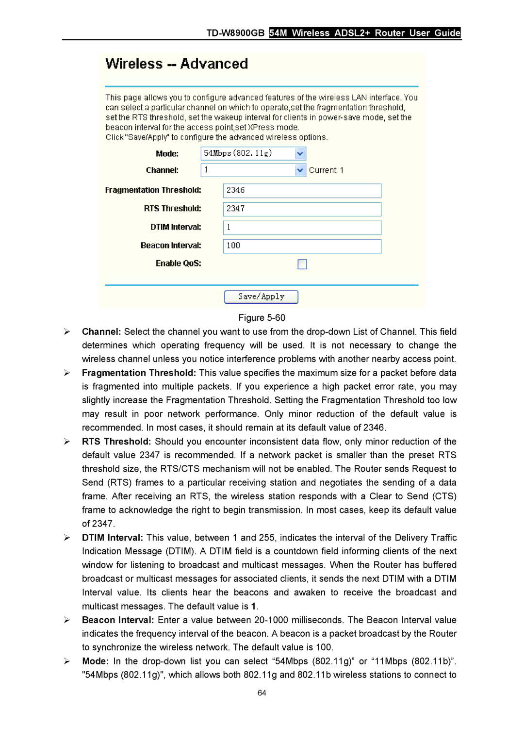 TP-Link manual TD-W8900GB54M Wireless ADSL2+ Router User Guide 