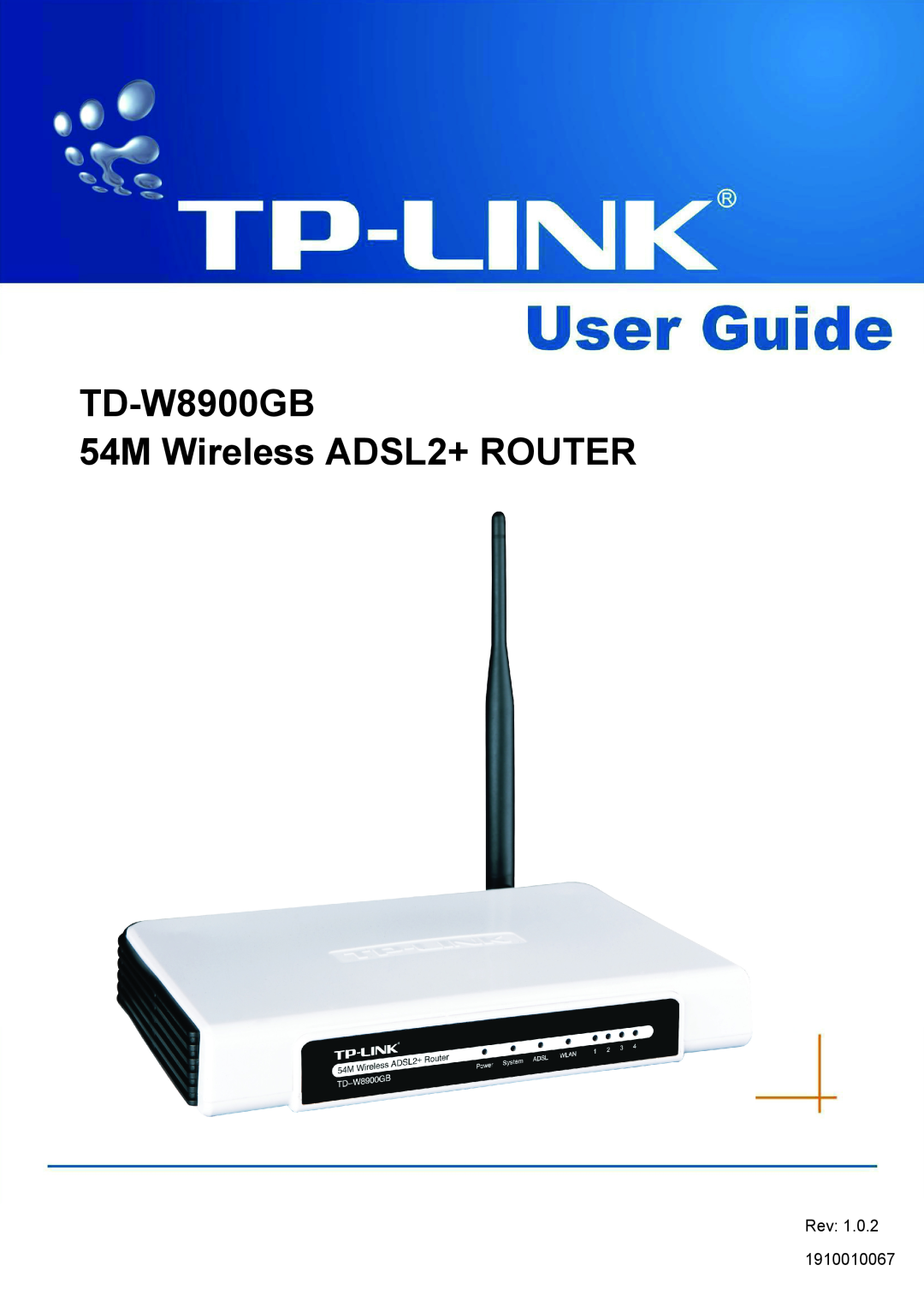 TP-Link manual TD-W8900GB 54M Wireless ADSL2+ ROUTER, Rev 1910010067 