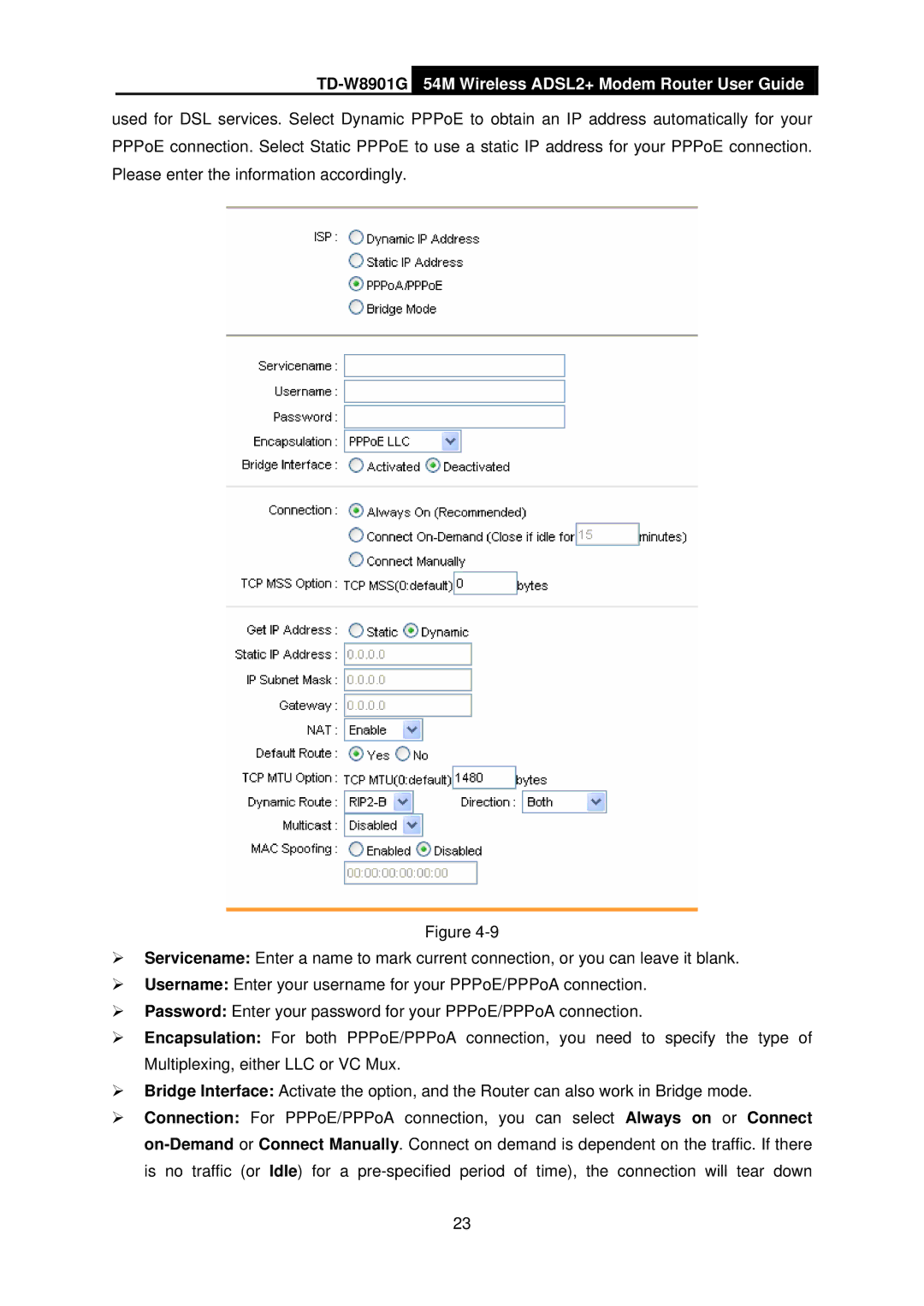 TP-Link manual TD-W8901G54M Wireless ADSL2+ Modem Router User Guide 