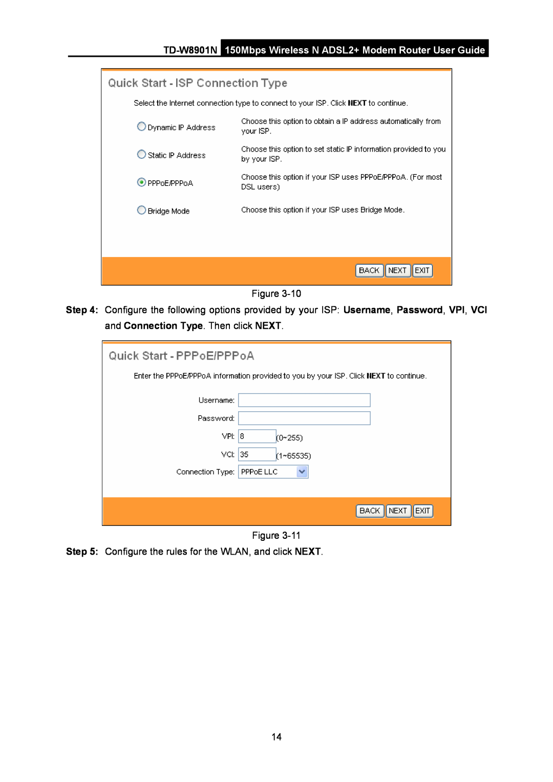 TP-Link TD-W8901N 150Mbps Wireless N ADSL2+ Modem Router User Guide, Configure the rules for the WLAN, and click NEXT 