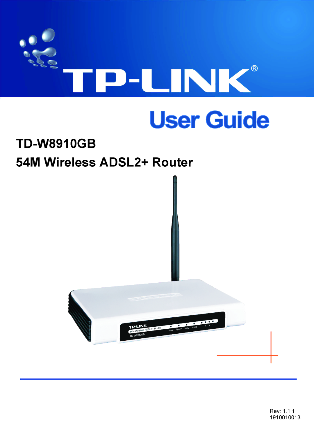 TP-Link manual TD-W8910GB 54M Wireless ADSL2+ Router 