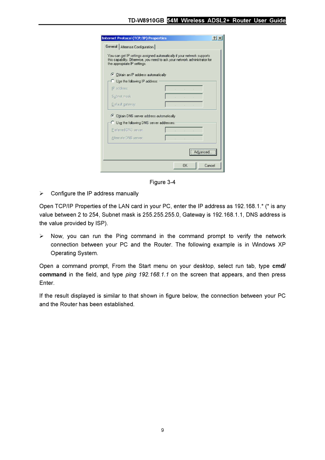 TP-Link manual TD-W8910GB54M Wireless ADSL2+ Router User Guide 