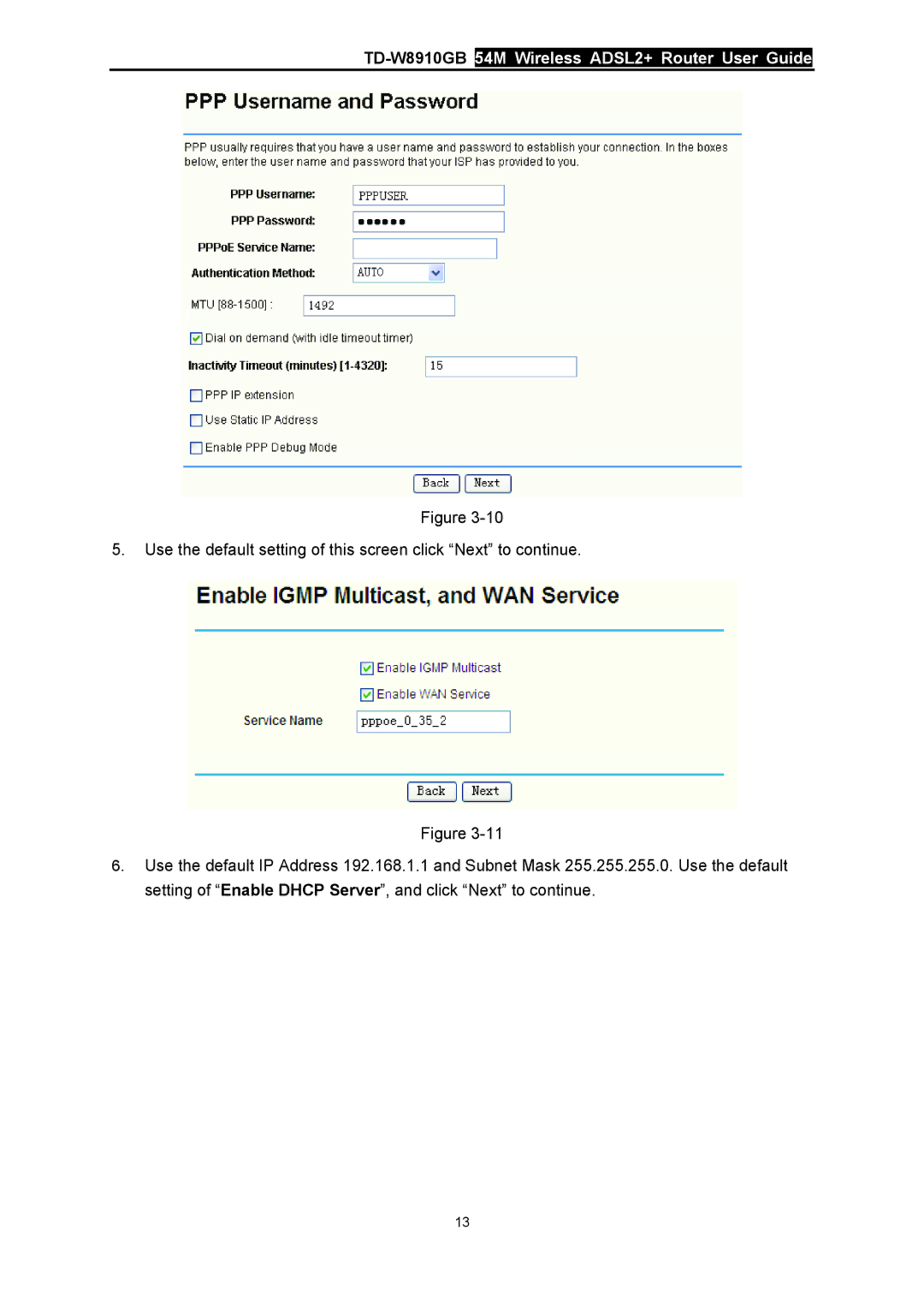 TP-Link manual TD-W8910GB54M Wireless ADSL2+ Router User Guide 