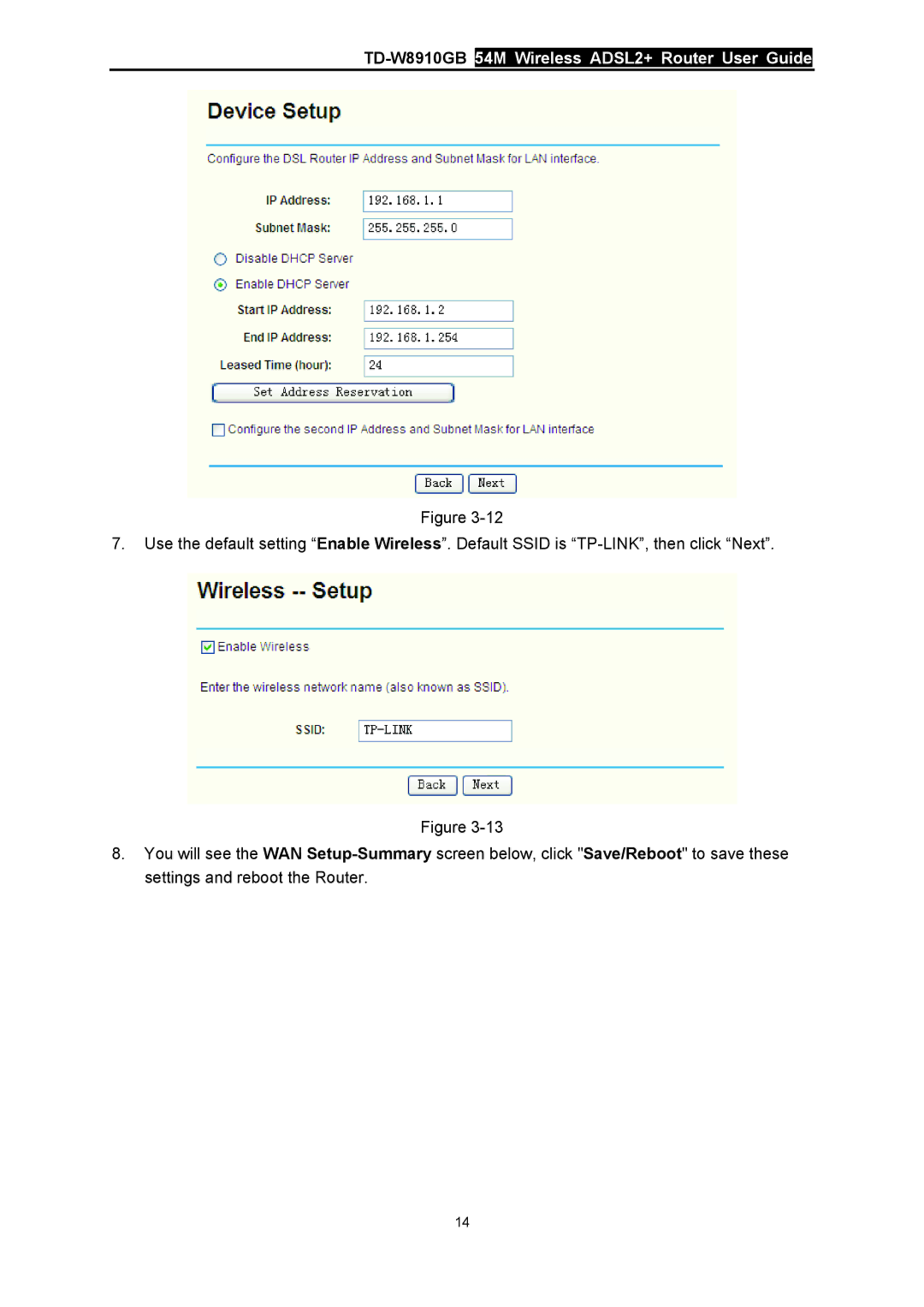 TP-Link manual TD-W8910GB54M Wireless ADSL2+ Router User Guide 