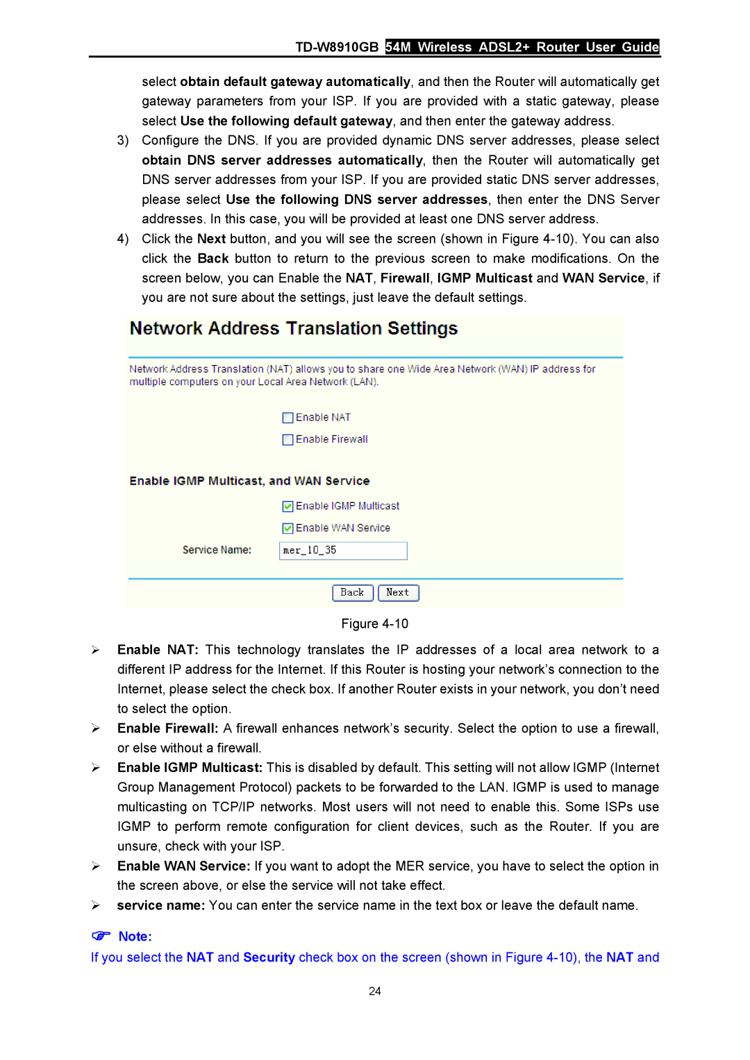 TP-Link manual TD-W8910GB54M Wireless ADSL2+ Router User Guide 