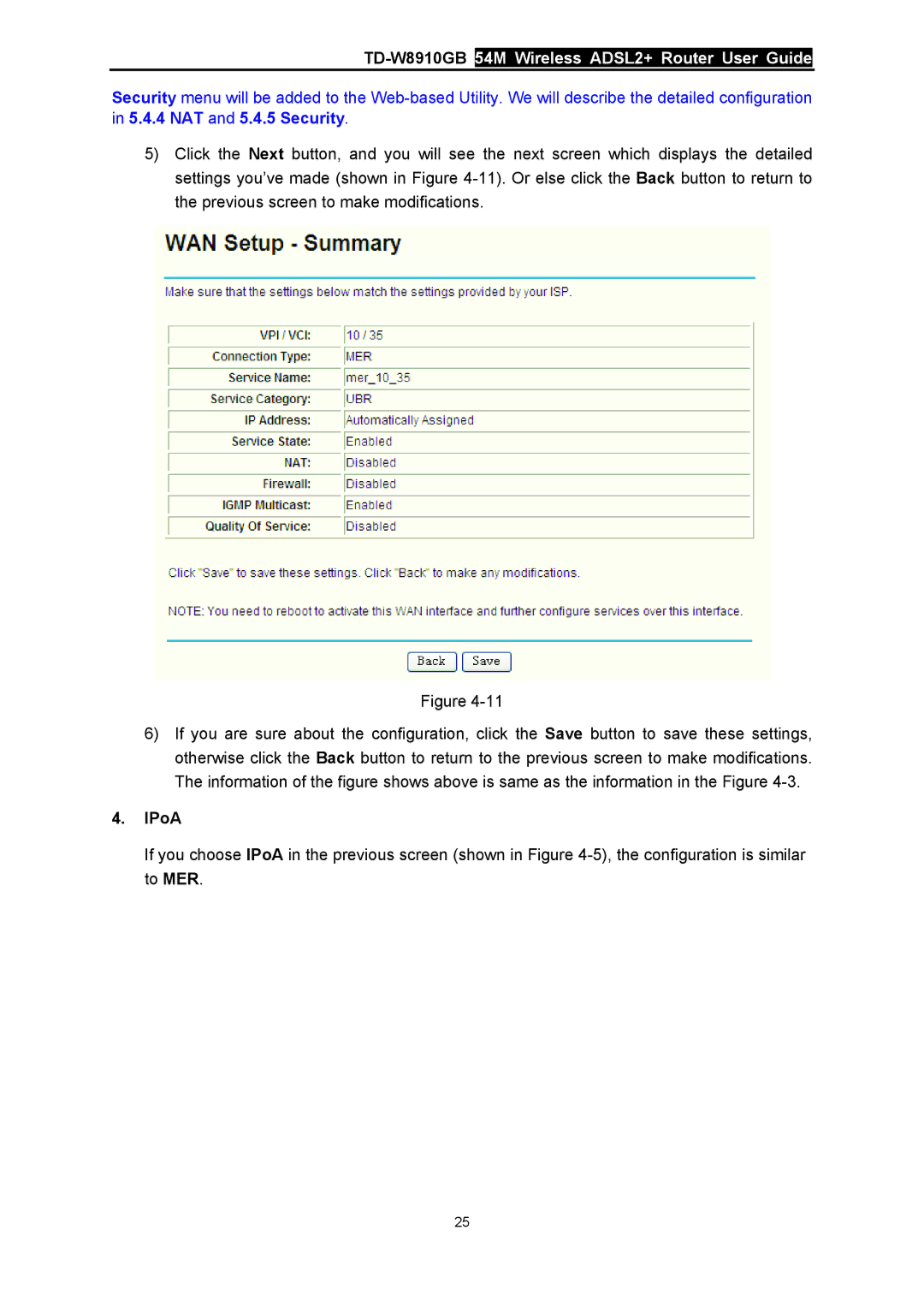 TP-Link TD-W8910GB manual IPoA 