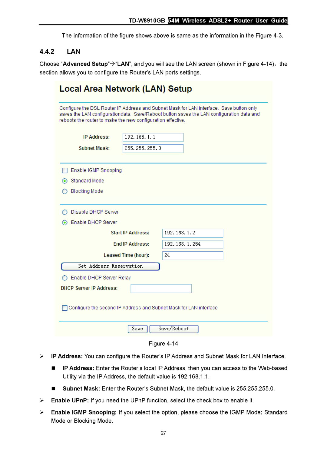 TP-Link TD-W8910GB manual 2 LAN 