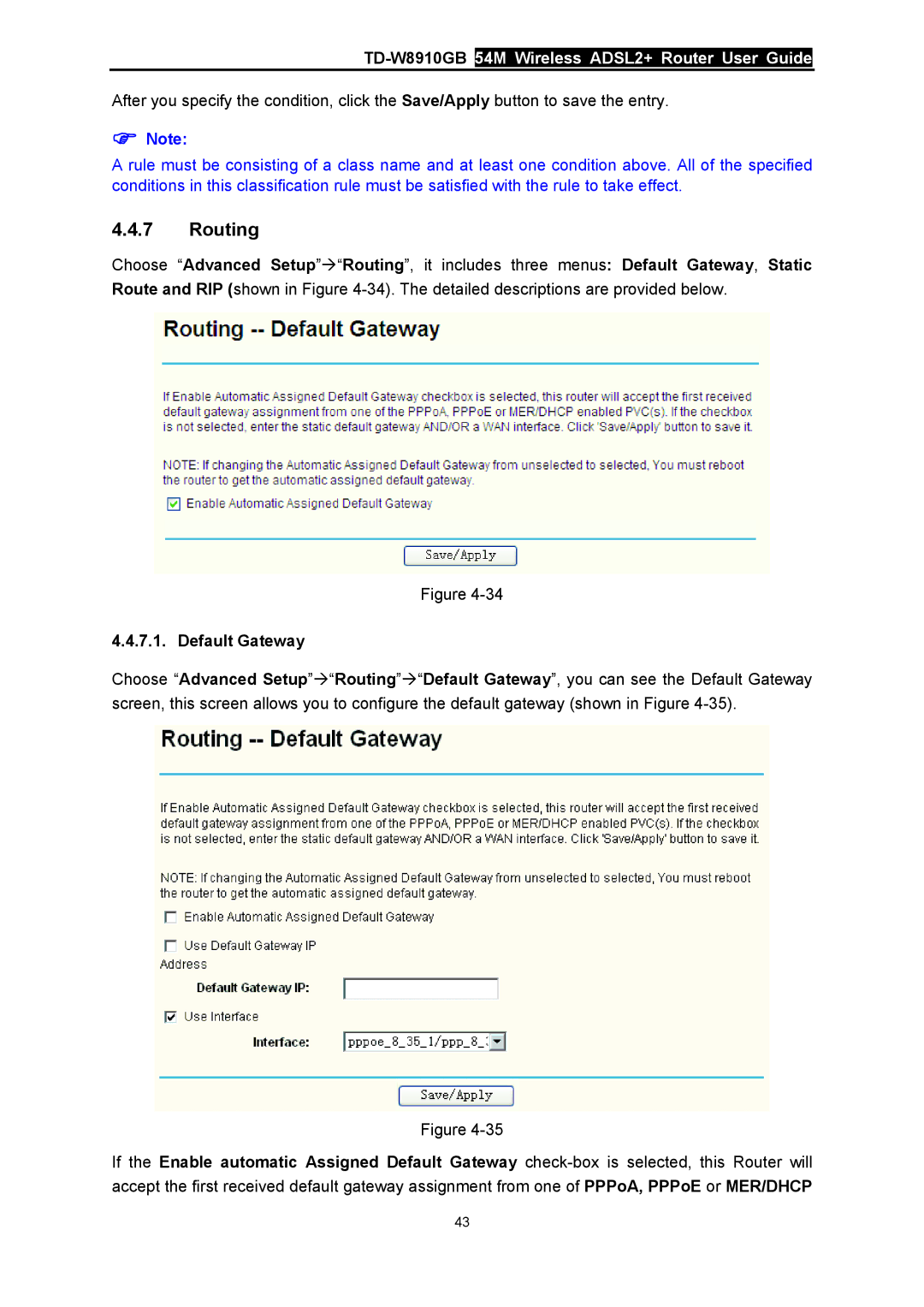 TP-Link TD-W8910GB manual Routing 