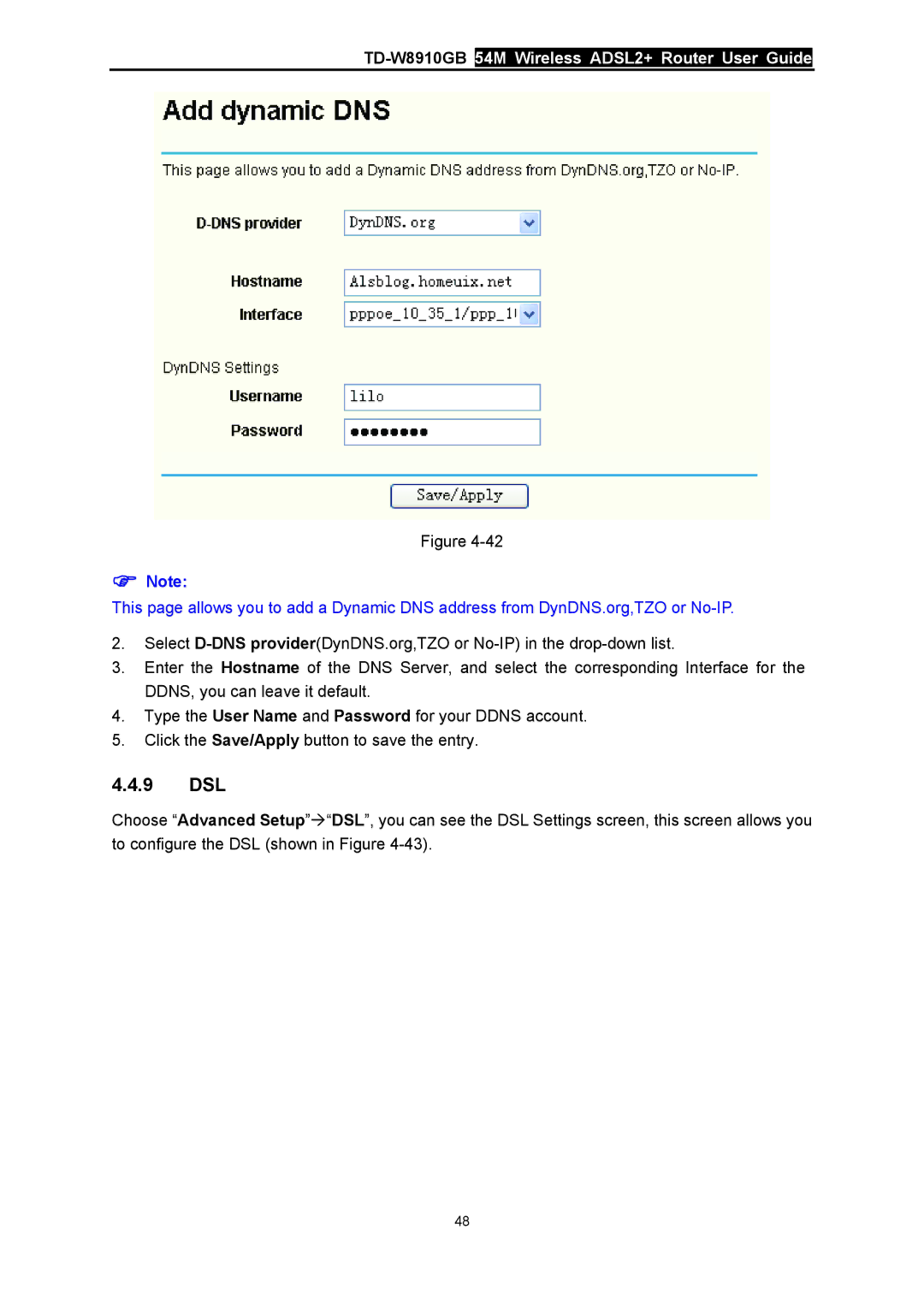 TP-Link TD-W8910GB manual 9 DSL 