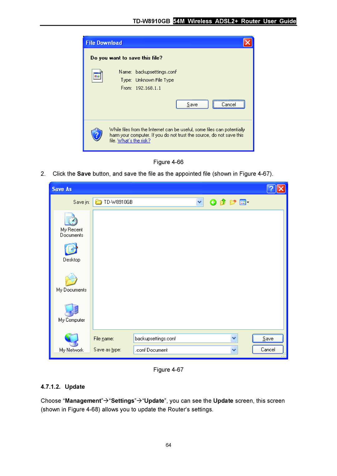 TP-Link TD-W8910GB manual Update 