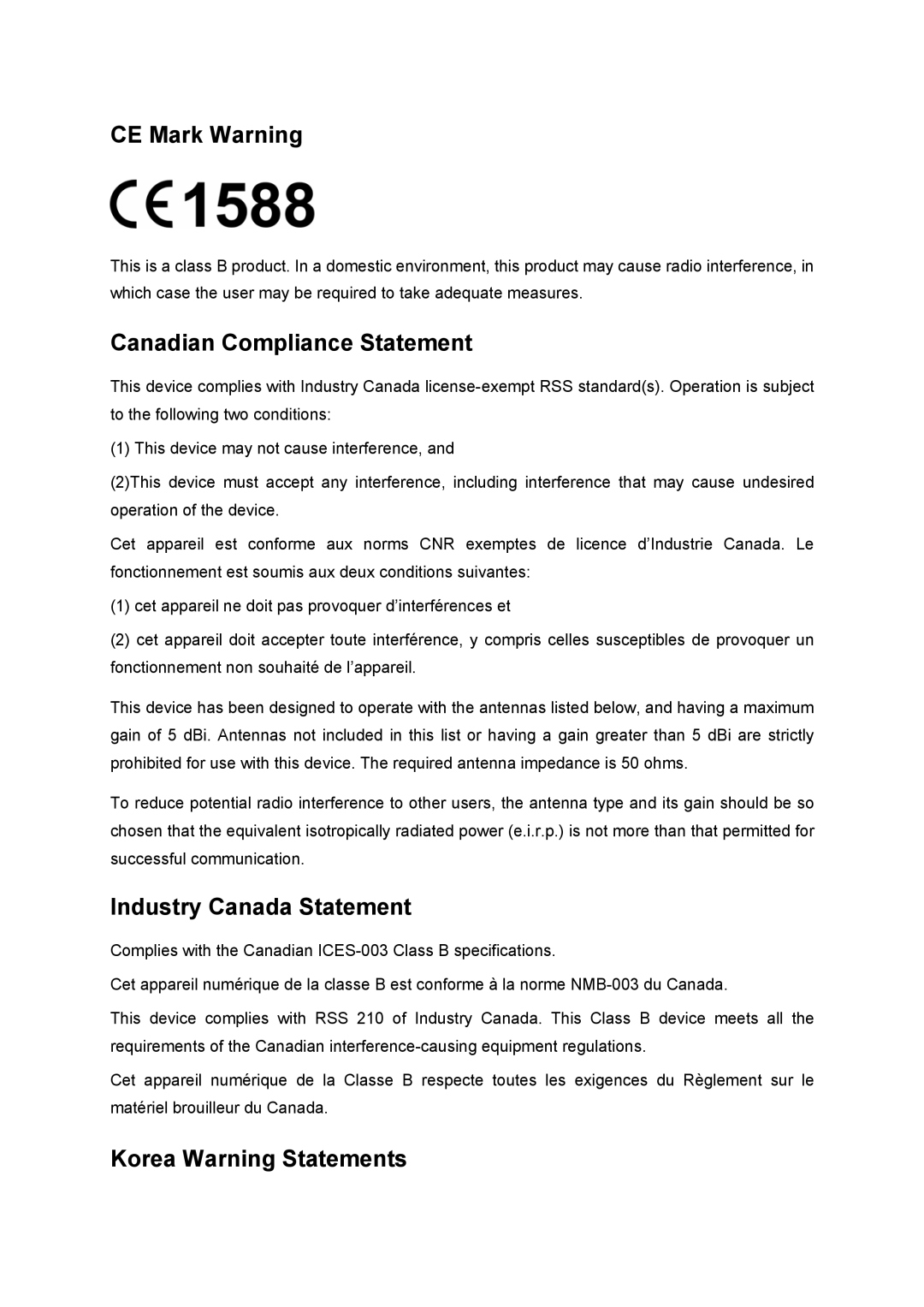 TP-Link td-w8951nd manual Korea Warning Statements 