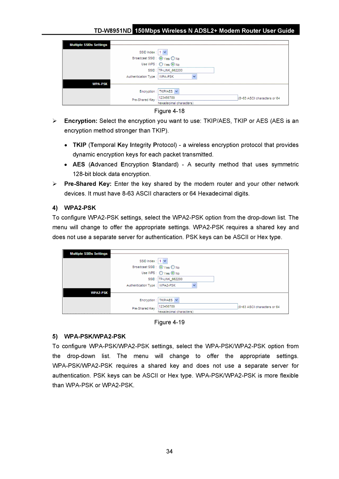 TP-Link td-w8951nd manual WPA2-PSK 