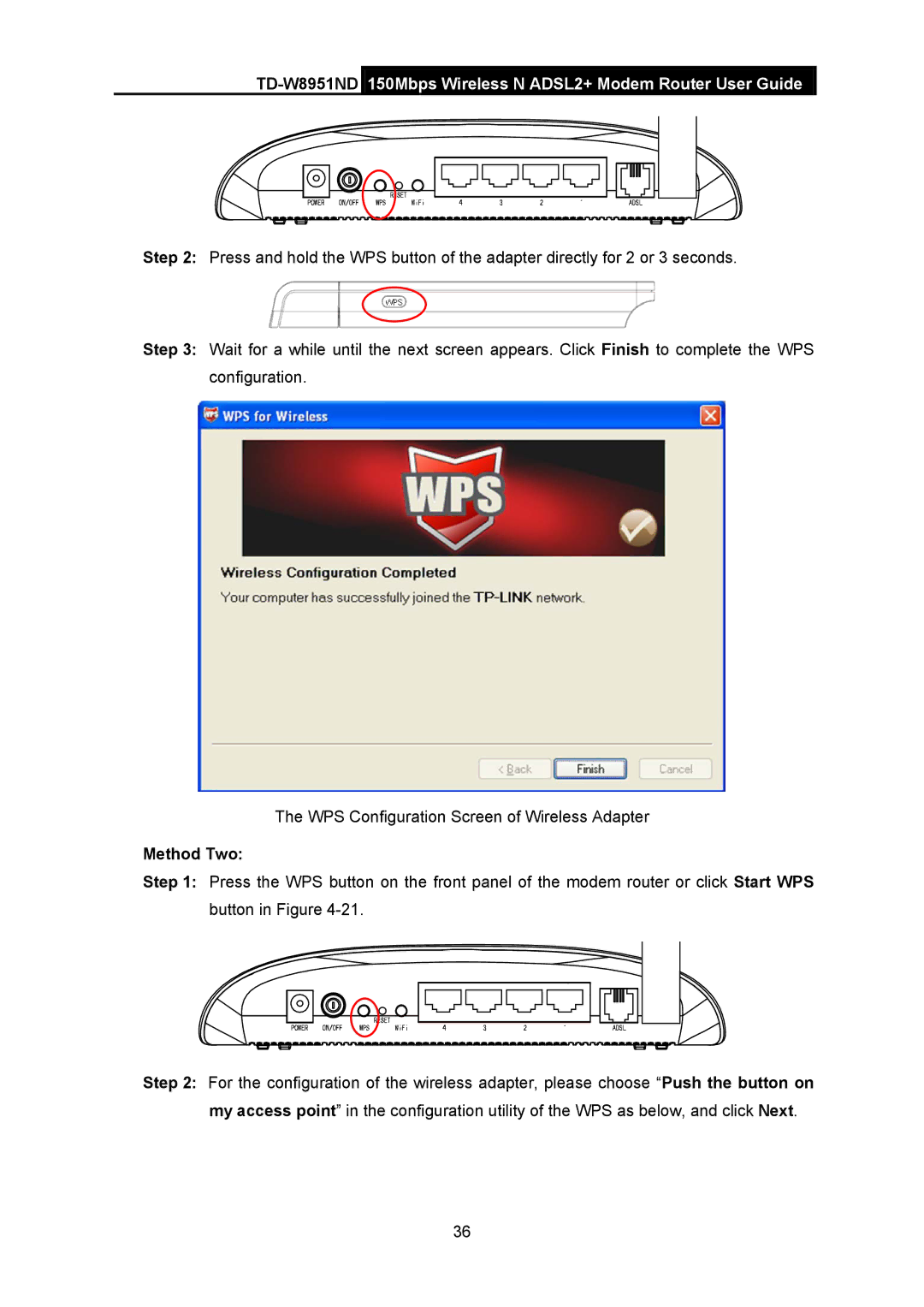 TP-Link td-w8951nd manual Method Two 