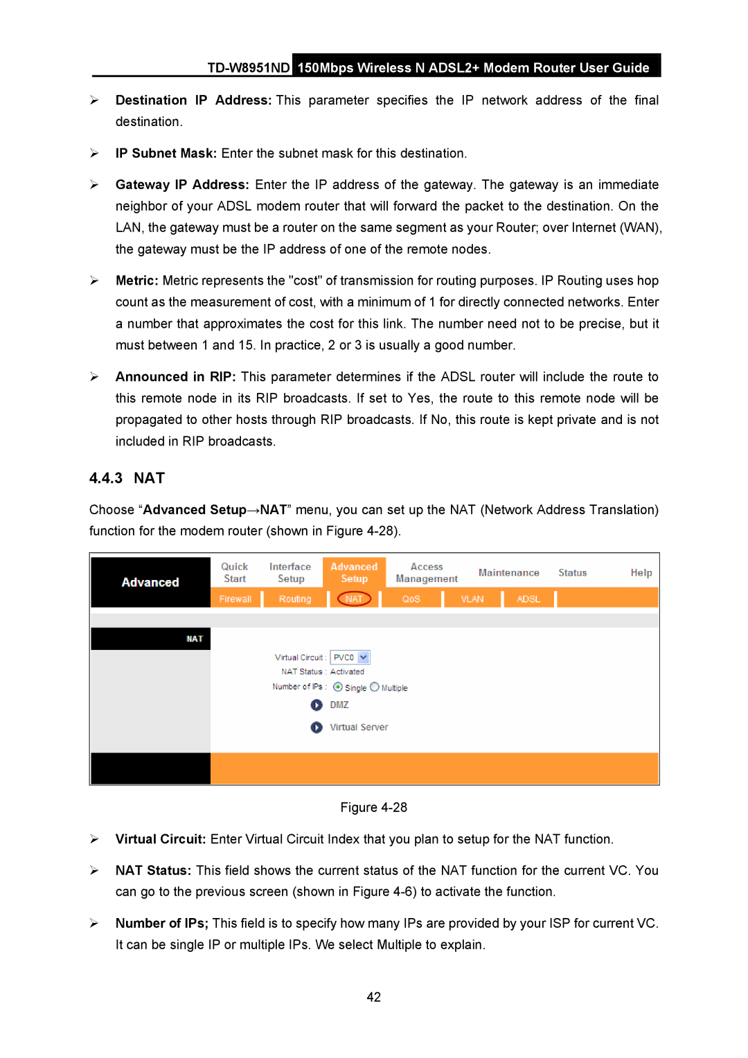 TP-Link td-w8951nd manual 3 NAT 