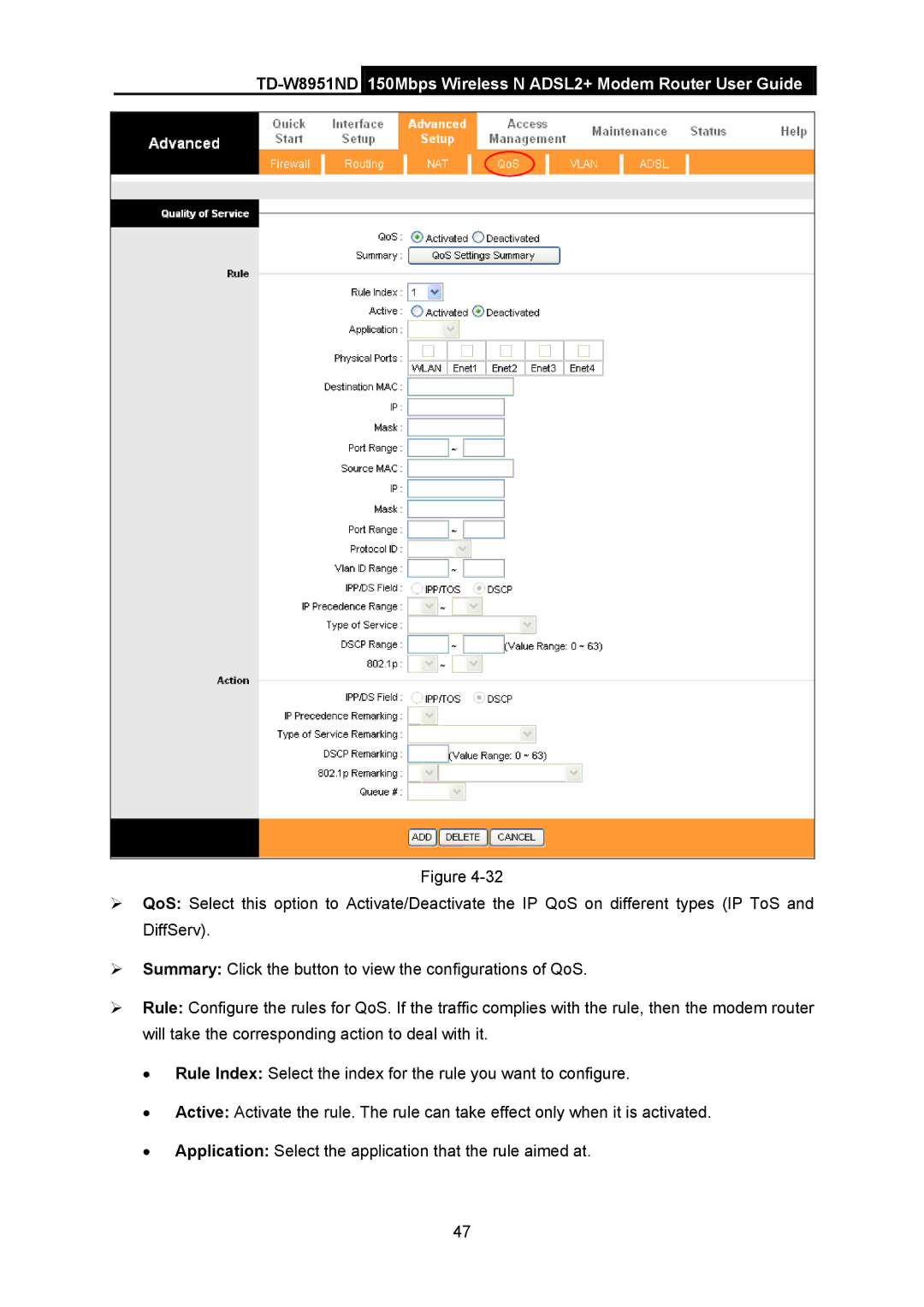 TP-Link td-w8951nd manual TD-W8951ND150Mbps Wireless N ADSL2+ Modem Router User Guide 