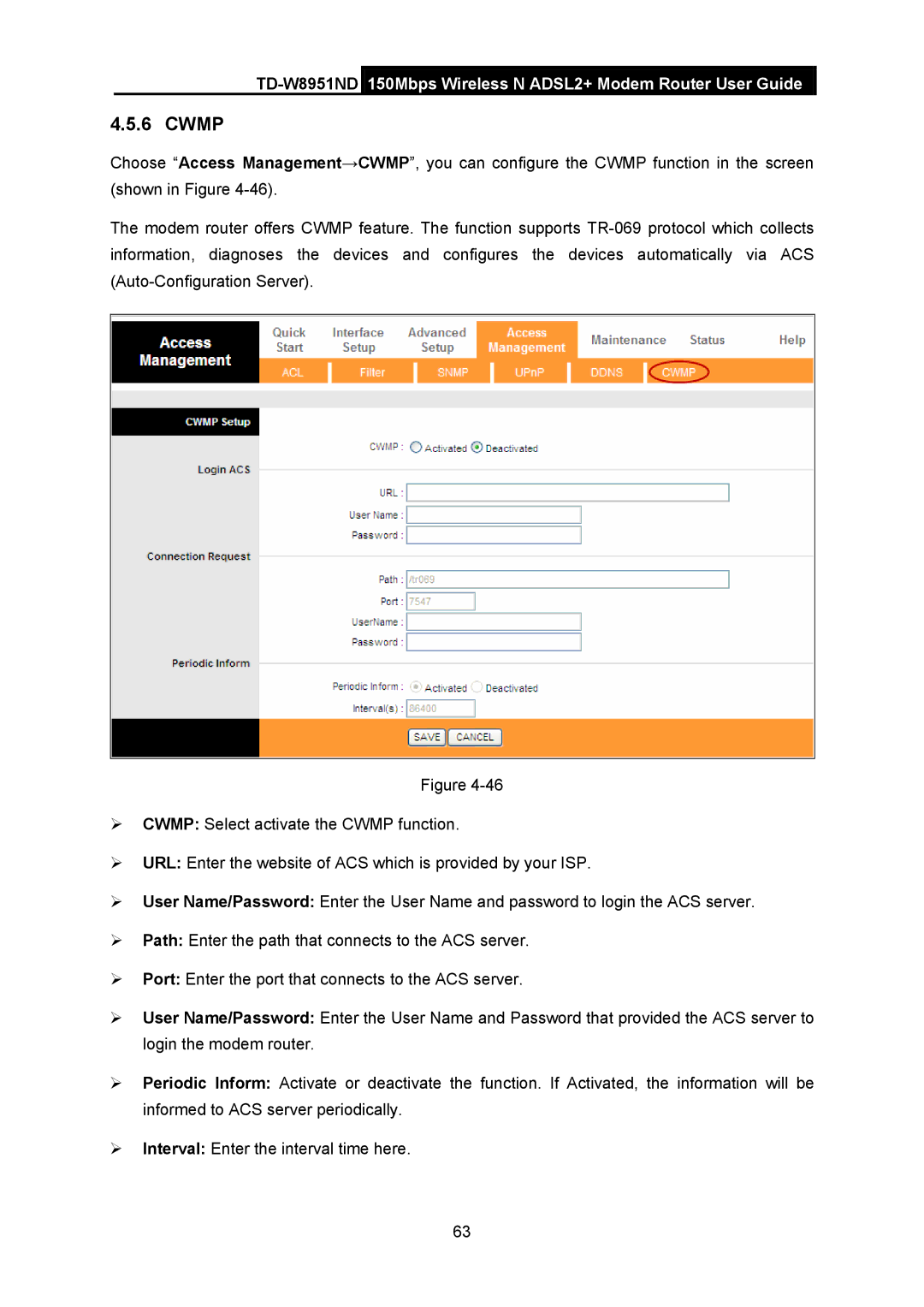 TP-Link td-w8951nd manual Cwmp 