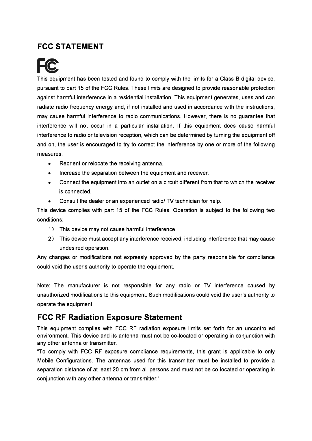 TP-Link td-w8951nd manual Fcc Statement, FCC RF Radiation Exposure Statement 