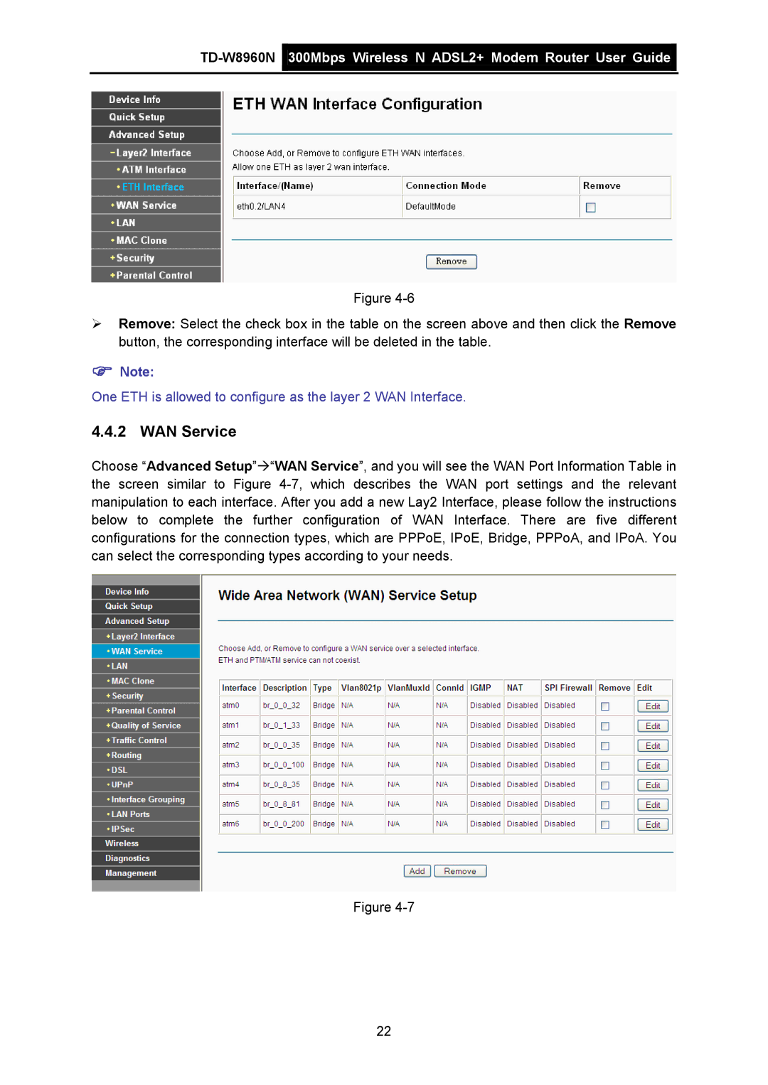 TP-Link TD-W8960N manual WAN Service 