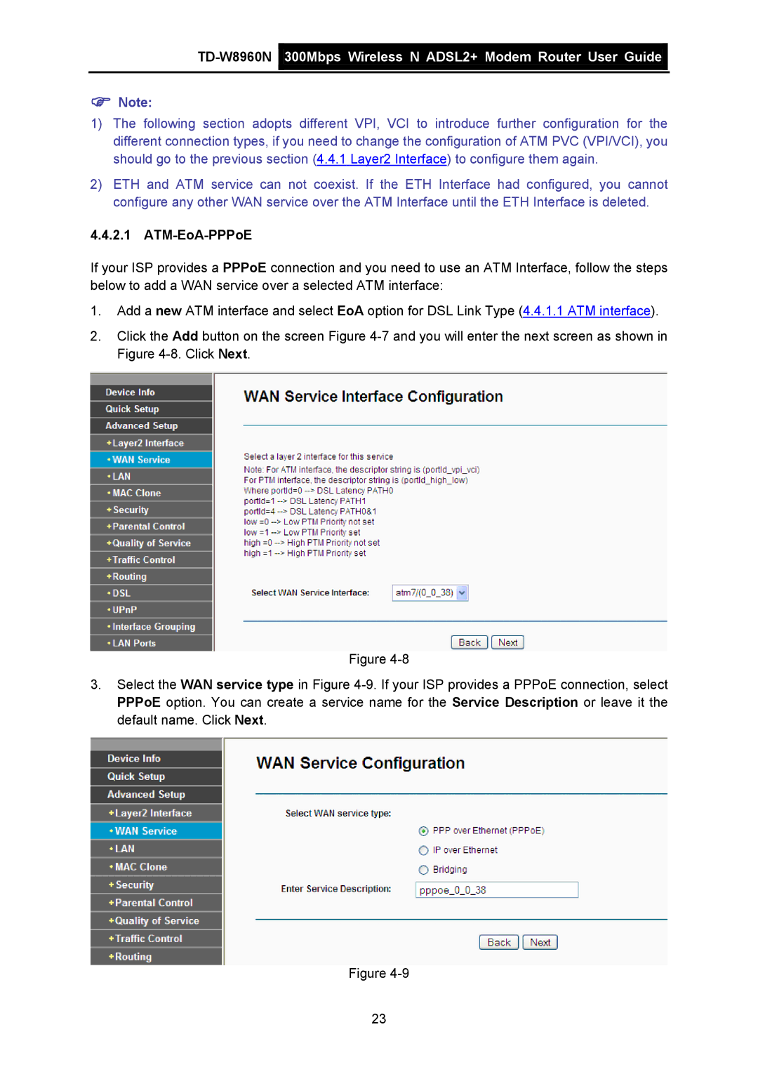 TP-Link TD-W8960N manual ATM-EoA-PPPoE 