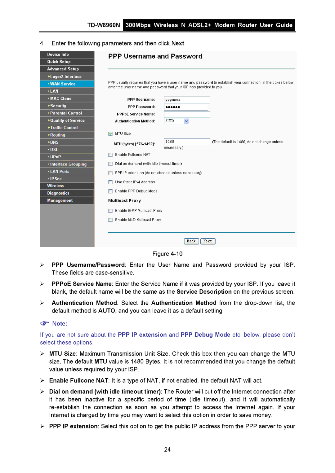 TP-Link manual TD-W8960N 300Mbps Wireless N ADSL2+ Modem Router User Guide 