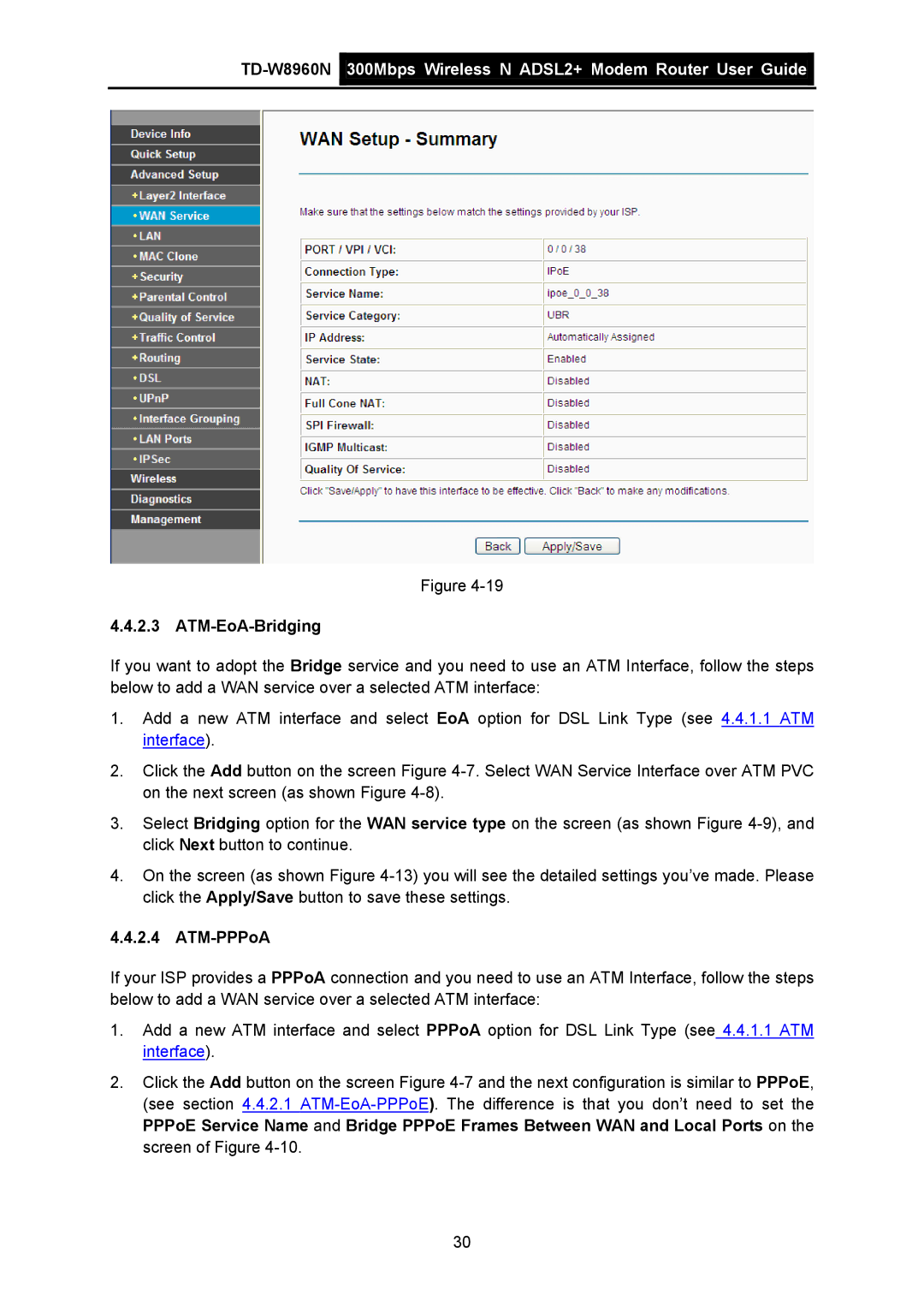 TP-Link TD-W8960N manual ATM-EoA-Bridging, ATM-PPPoA 