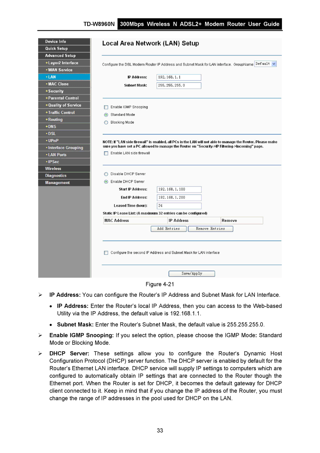 TP-Link manual TD-W8960N 300Mbps Wireless N ADSL2+ Modem Router User Guide 