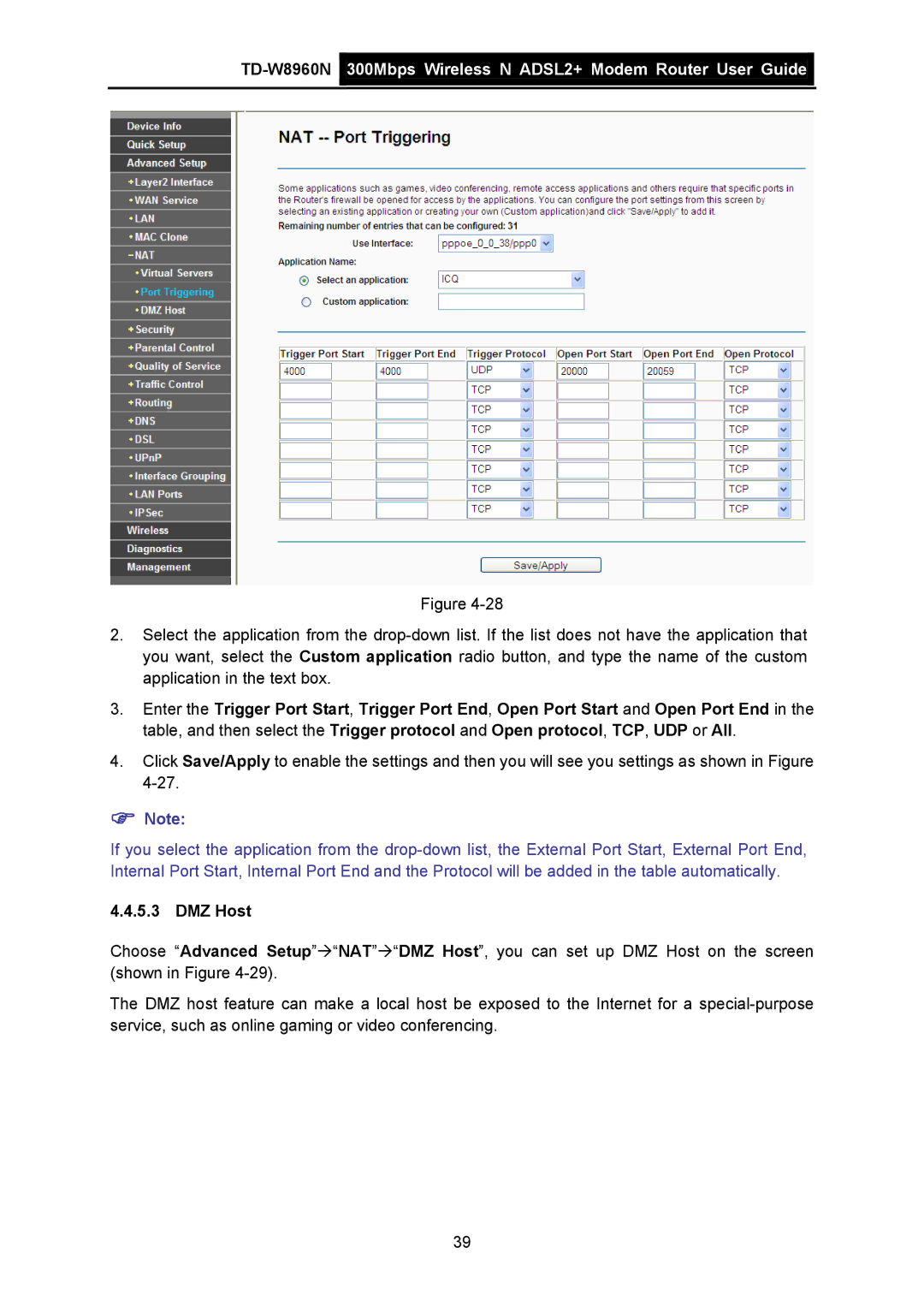 TP-Link TD-W8960N manual DMZ Host 