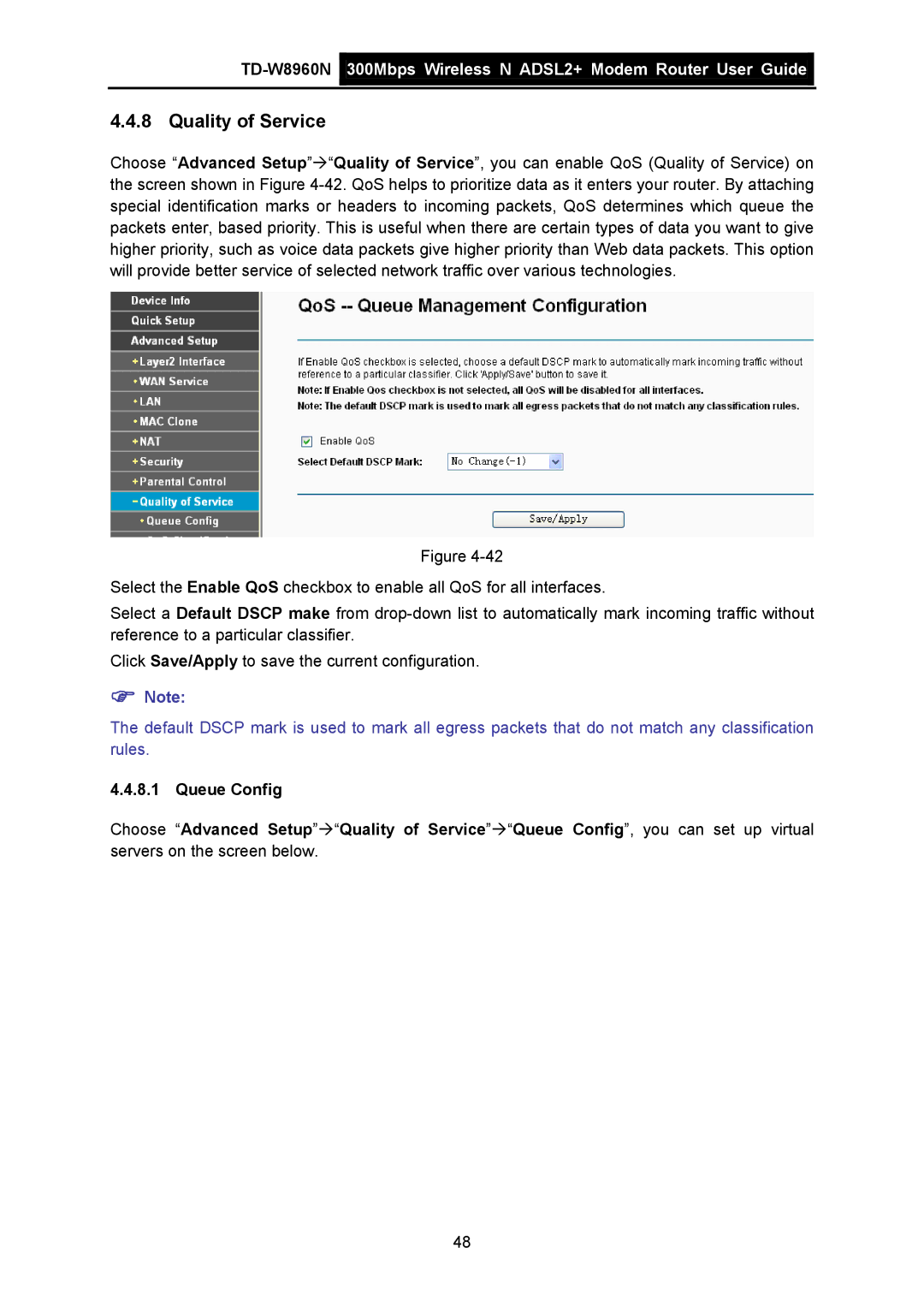 TP-Link TD-W8960N manual Quality of Service 