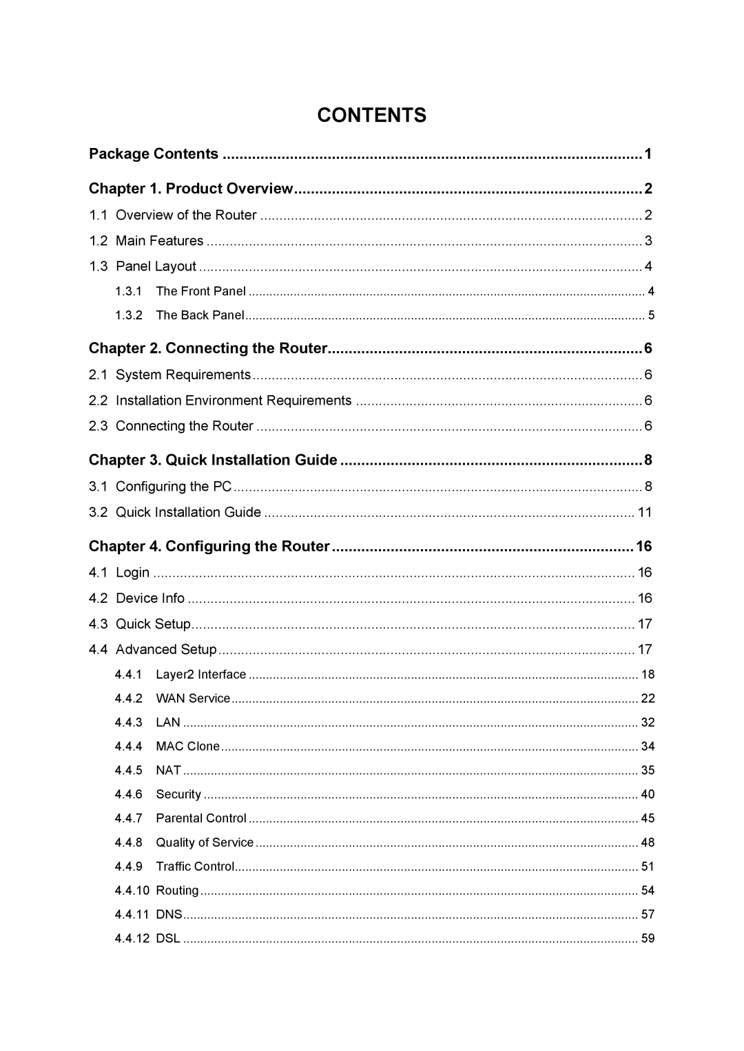 TP-Link TD-W8960N manual Contents 