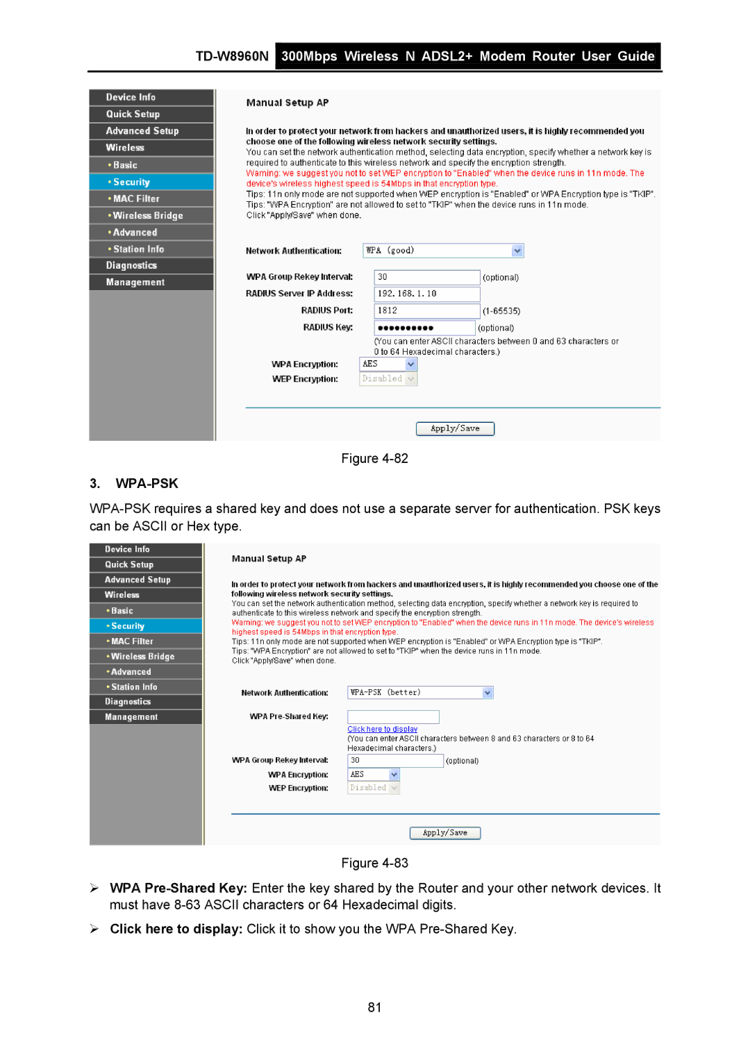 TP-Link TD-W8960N manual Wpa-Psk 