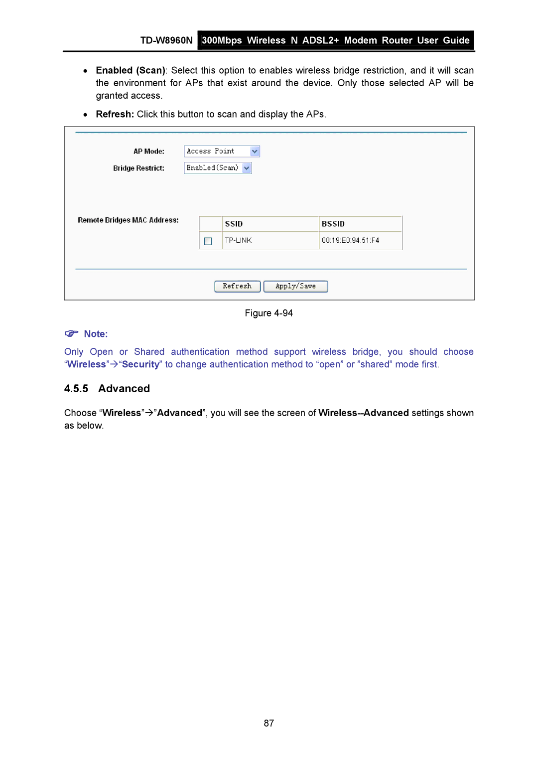 TP-Link TD-W8960N manual Advanced 