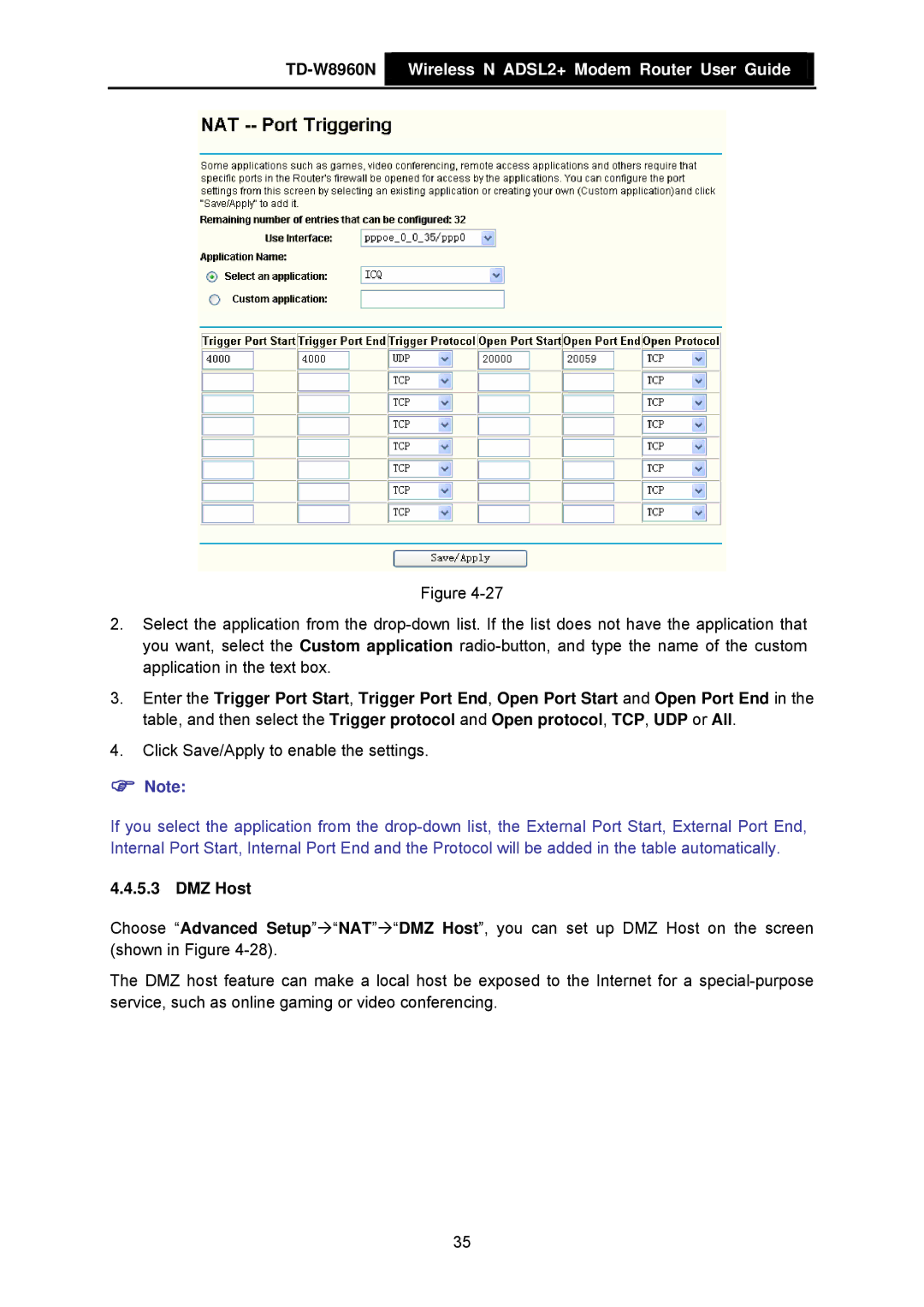 TP-Link TD-W8960N manual DMZ Host 