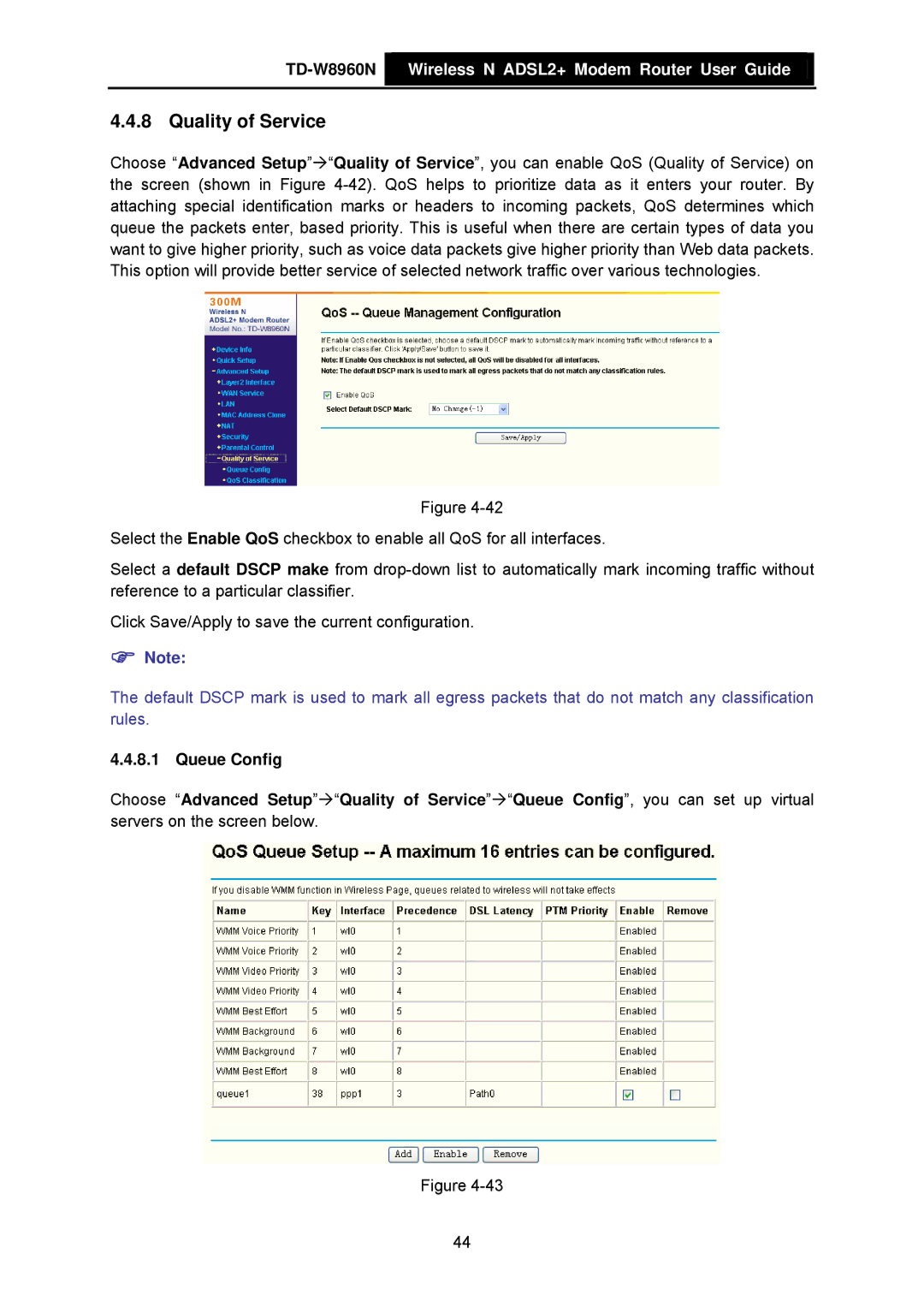 TP-Link TD-W8960N manual Quality of Service 