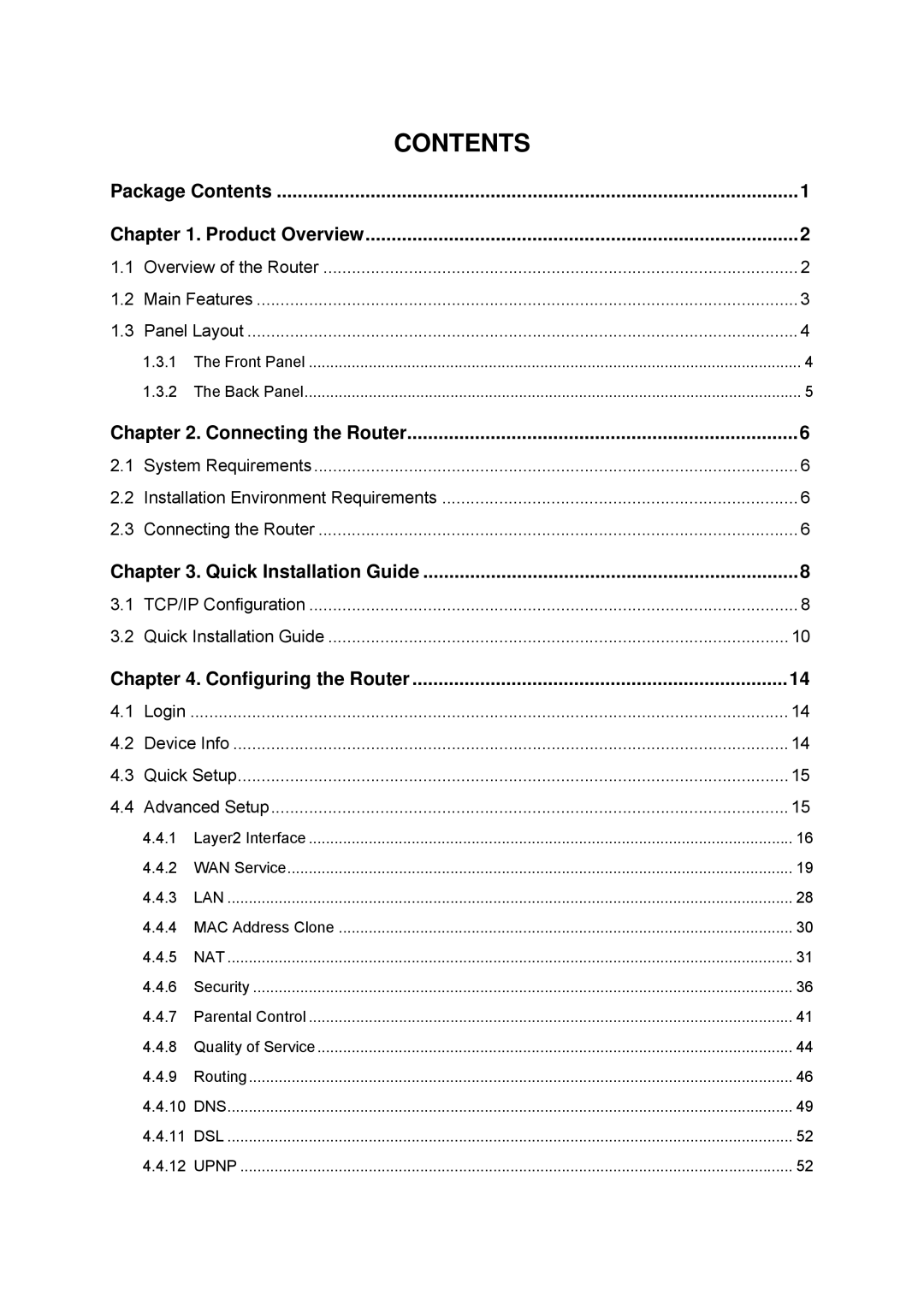 TP-Link TD-W8960N manual Contents 