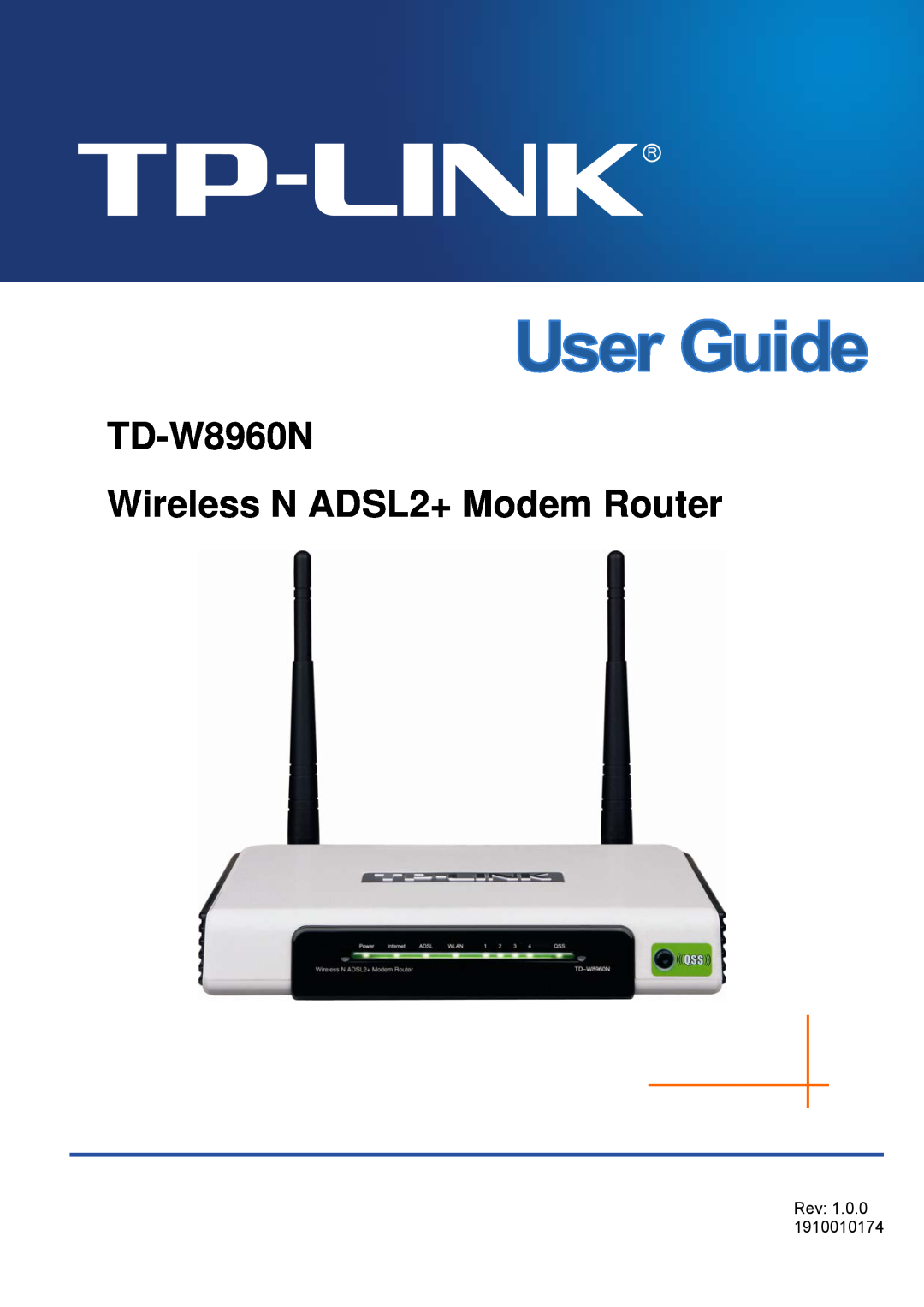 TP-Link manual TD-W8960N Wireless N ADSL2+ Modem Router, Rev 1.0.0 