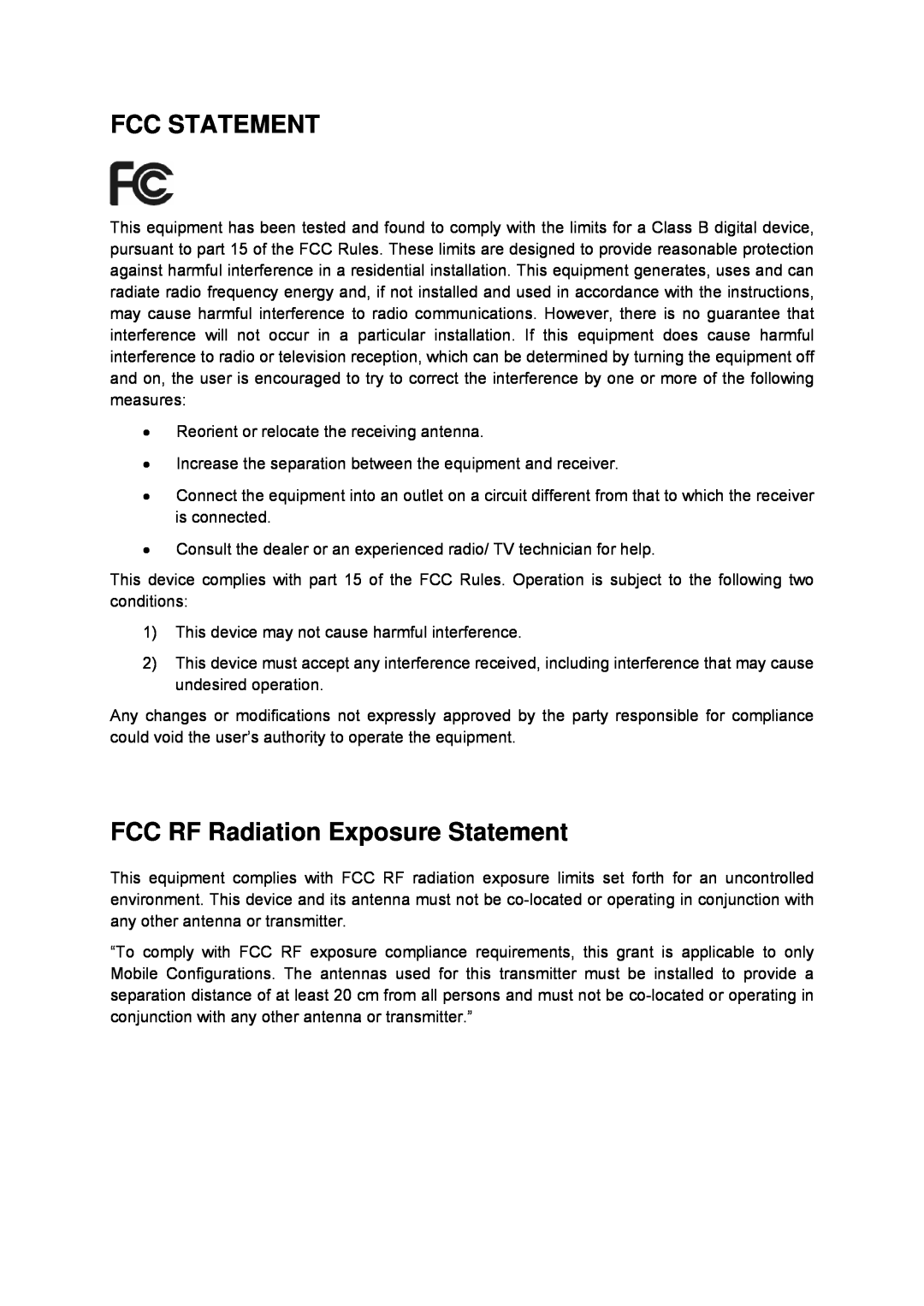 TP-Link TD-W8960N manual Fcc Statement, FCC RF Radiation Exposure Statement 