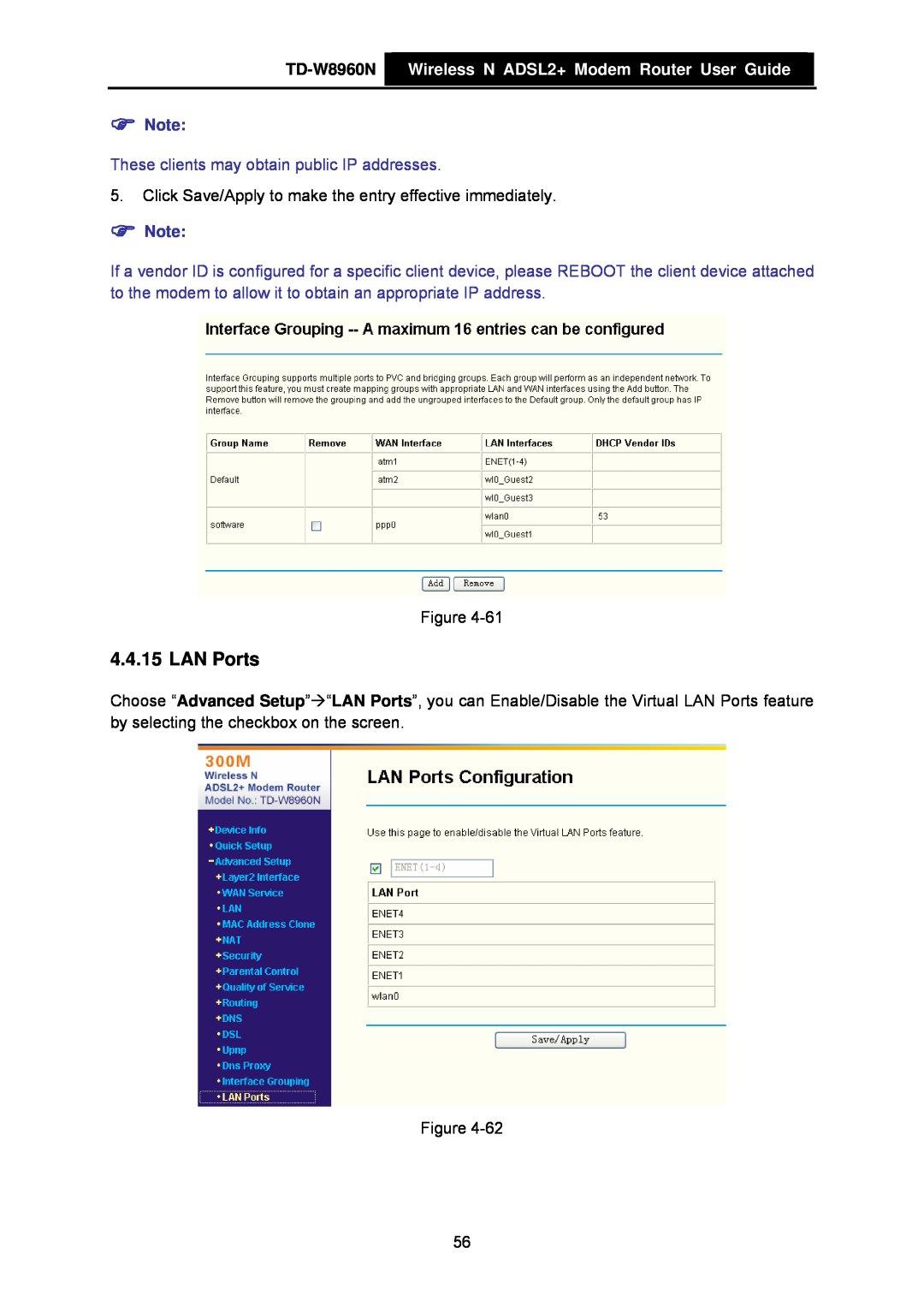 TP-Link manual LAN Ports, TD-W8960N Wireless N ADSL2+ Modem Router User Guide 