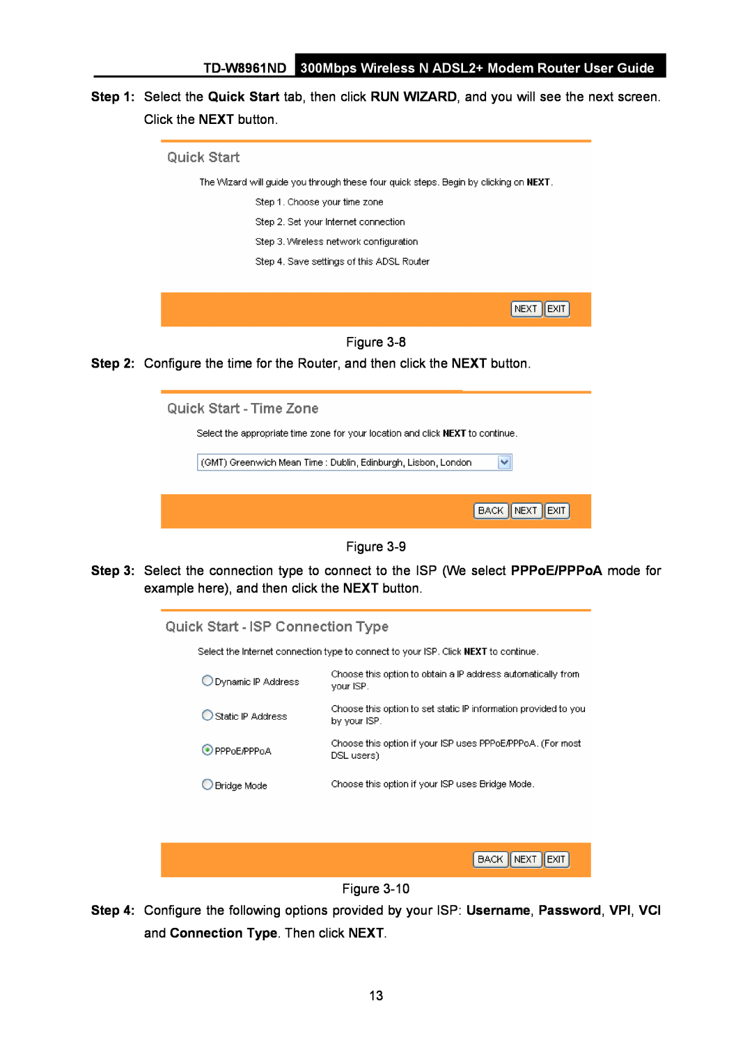 TP-Link td-w8961nd TD-W8961ND, 300Mbps Wireless N ADSL2+ Modem Router User Guide, and Connection Type. Then click NEXT 