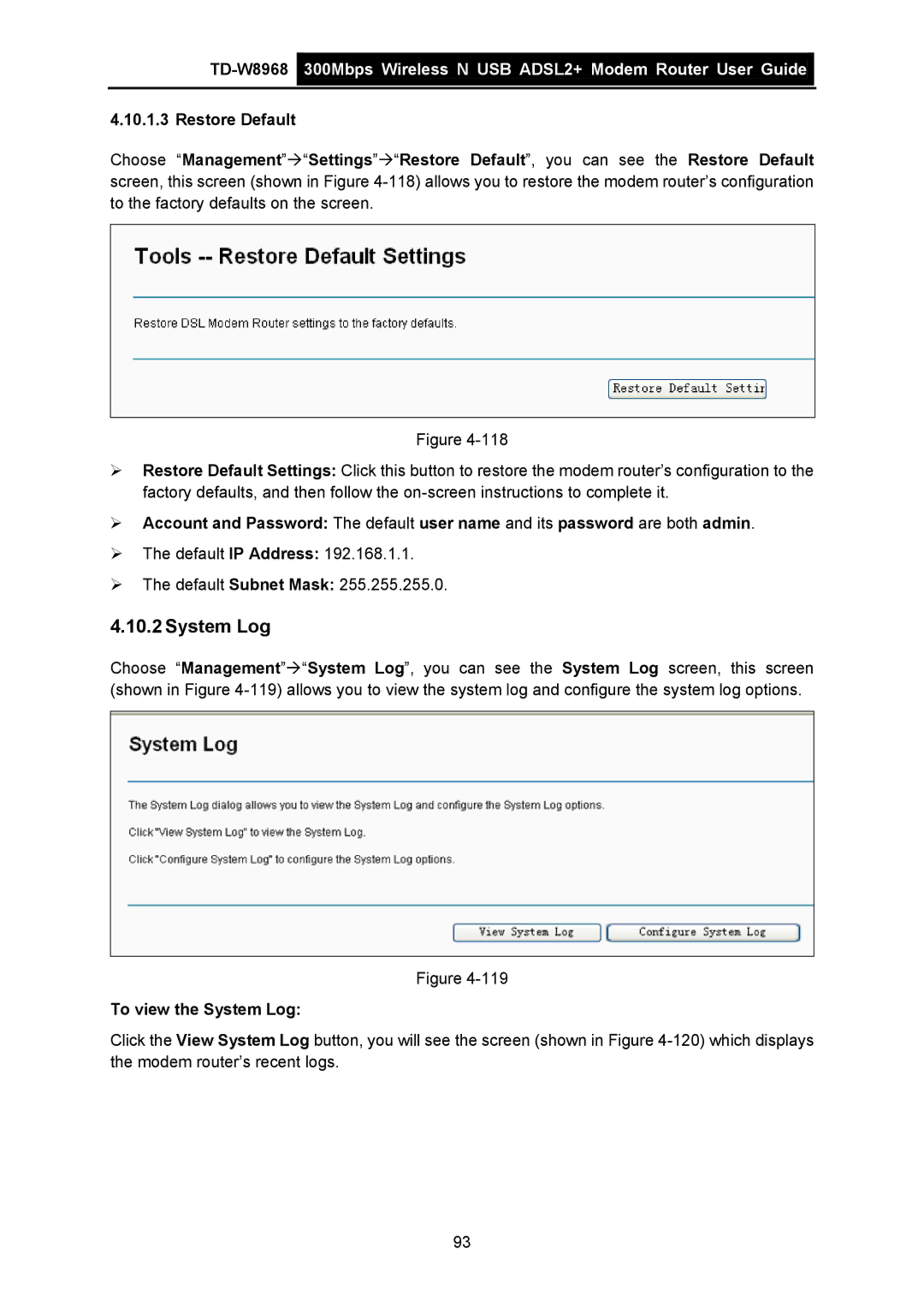 TP-Link TD-W8968 manual To view the System Log 