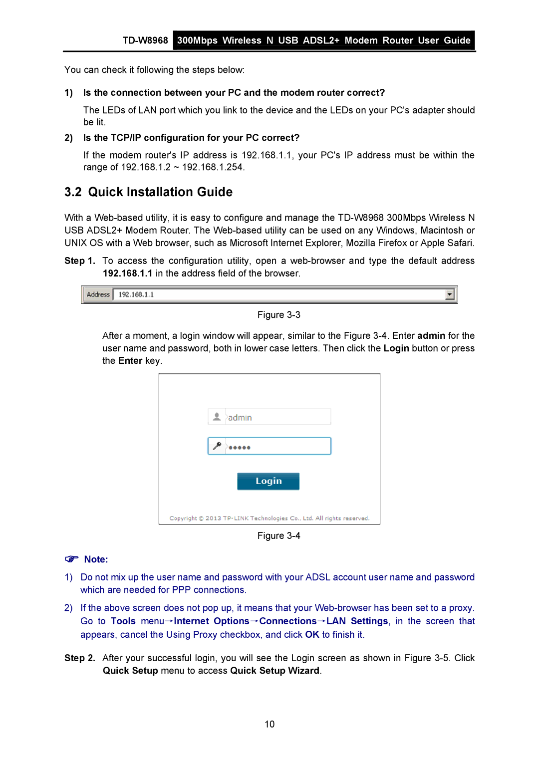 TP-Link TD-W8968 manual Quick Installation Guide, Is the TCP/IP configuration for your PC correct? 