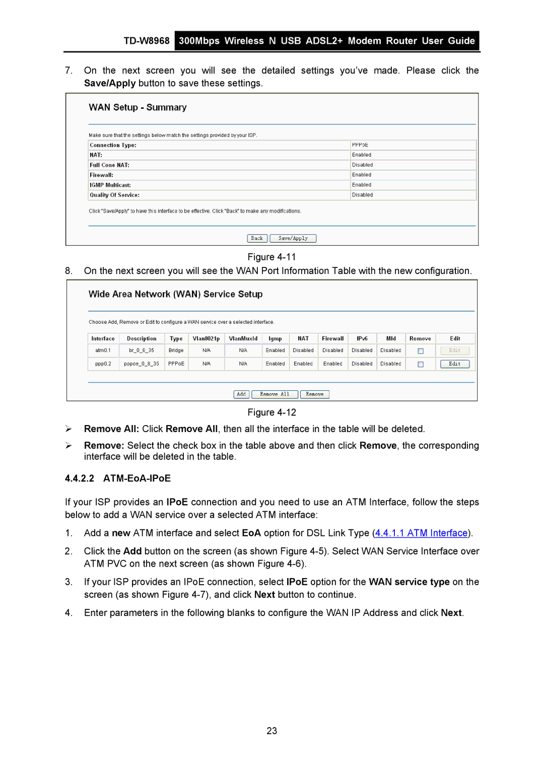 TP-Link TD-W8968 manual ATM-EoA-IPoE 