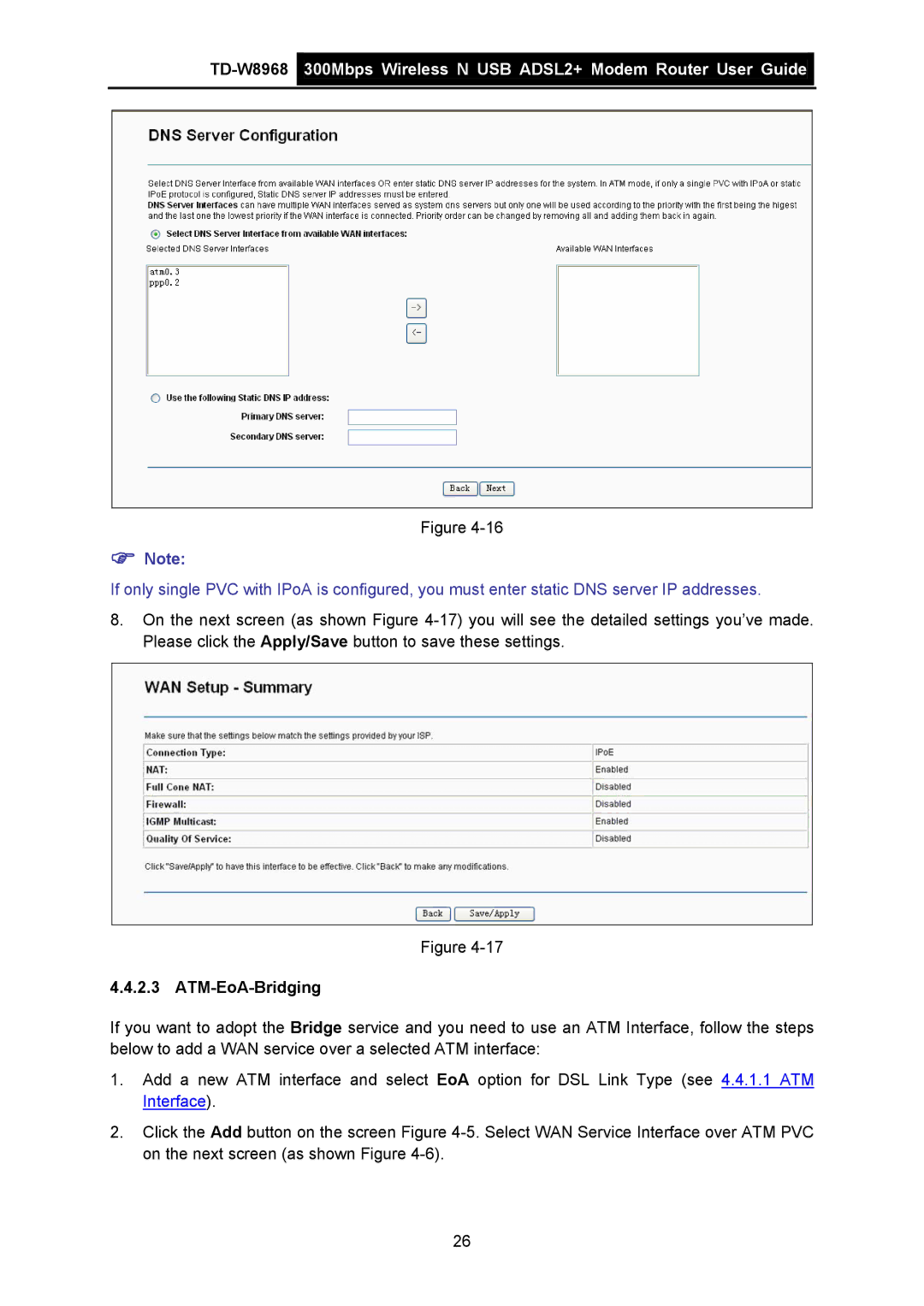 TP-Link TD-W8968 manual ATM-EoA-Bridging 