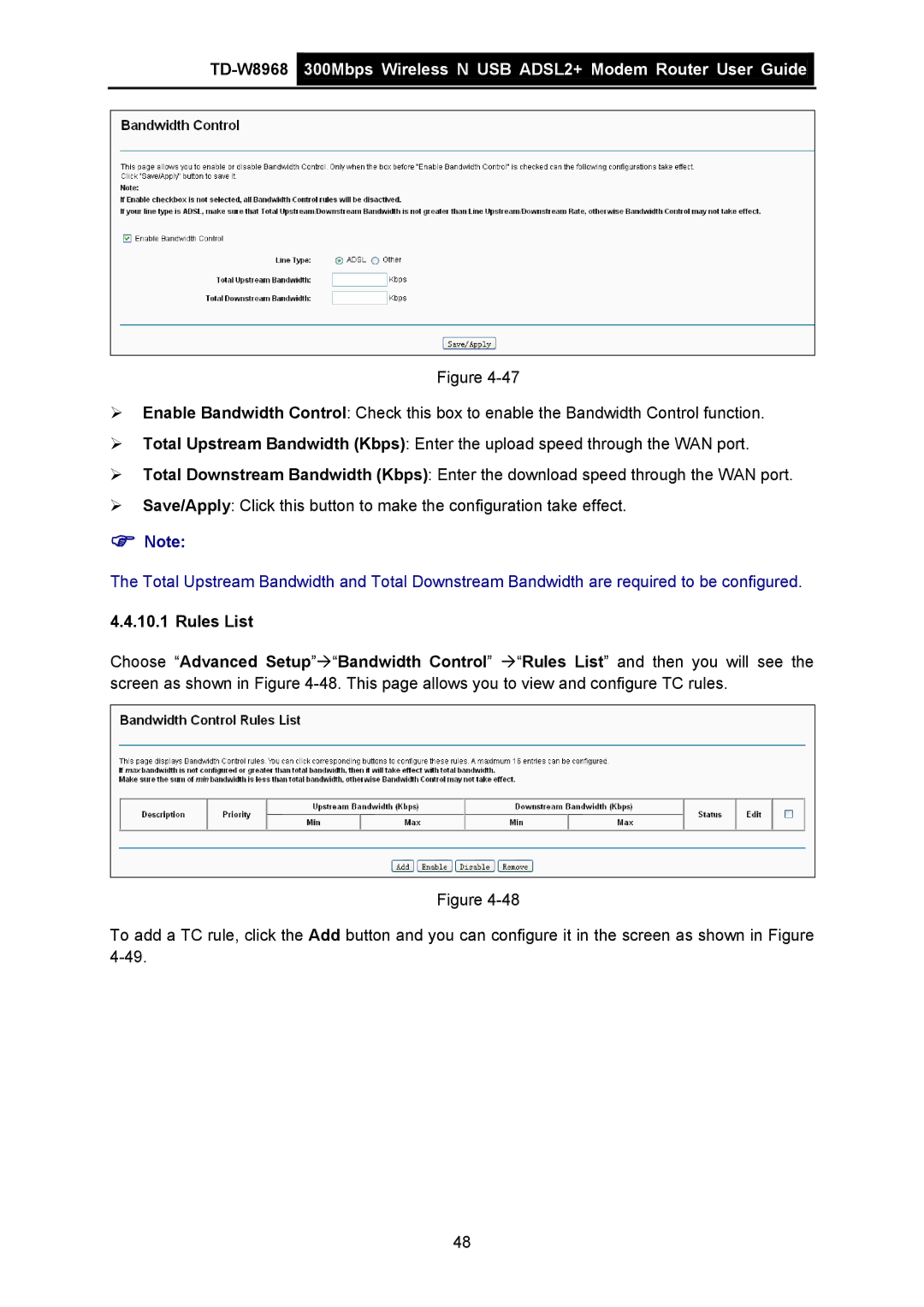 TP-Link TD-W8968 manual Rules List 