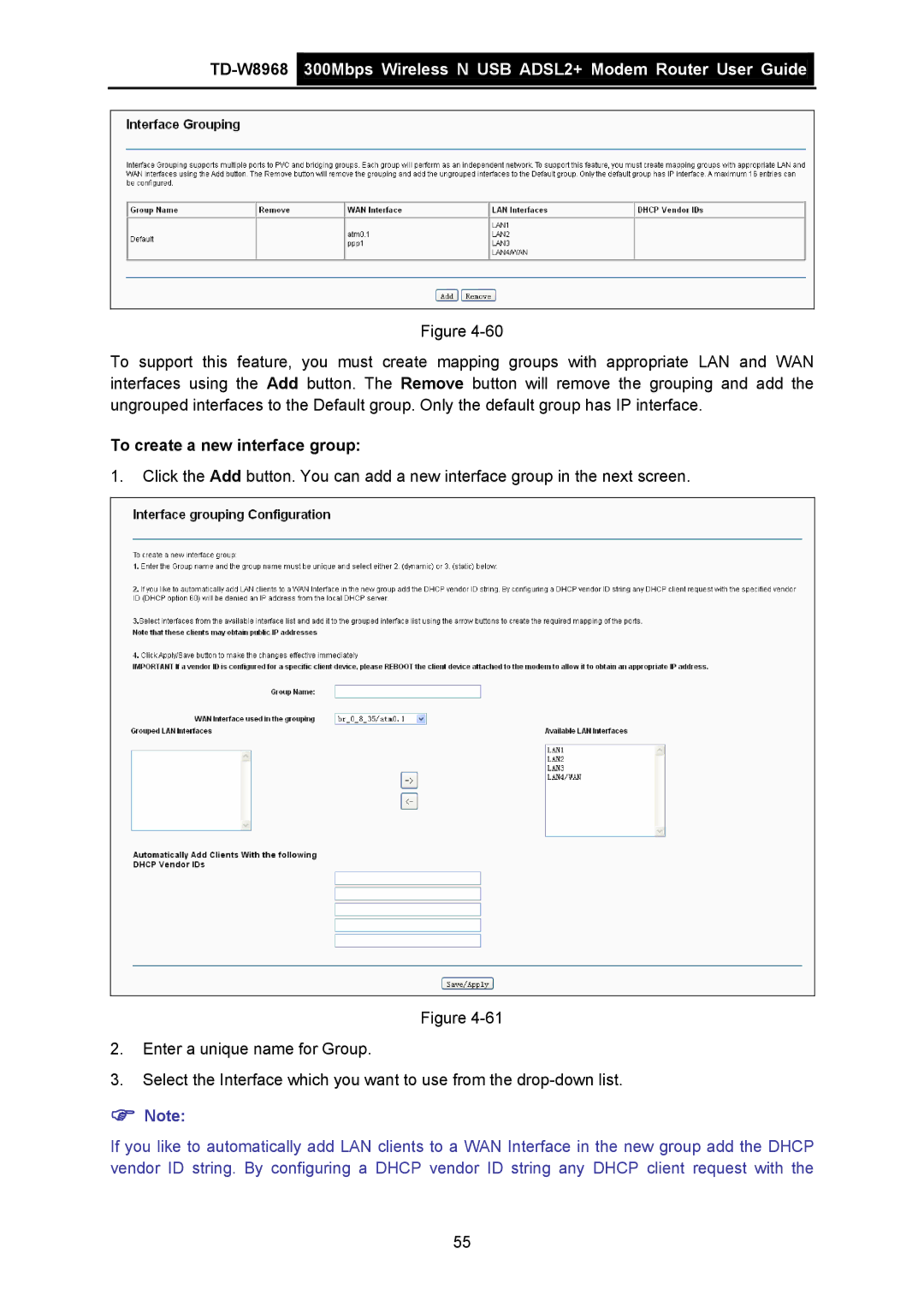 TP-Link TD-W8968 manual To create a new interface group 