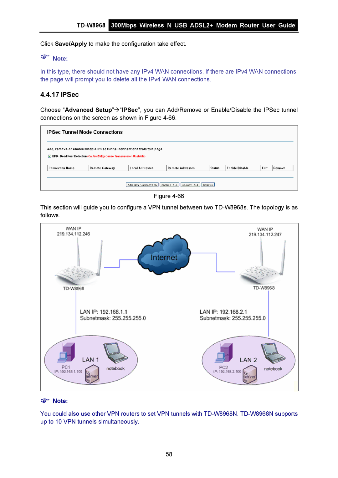 TP-Link TD-W8968 manual IPSec 